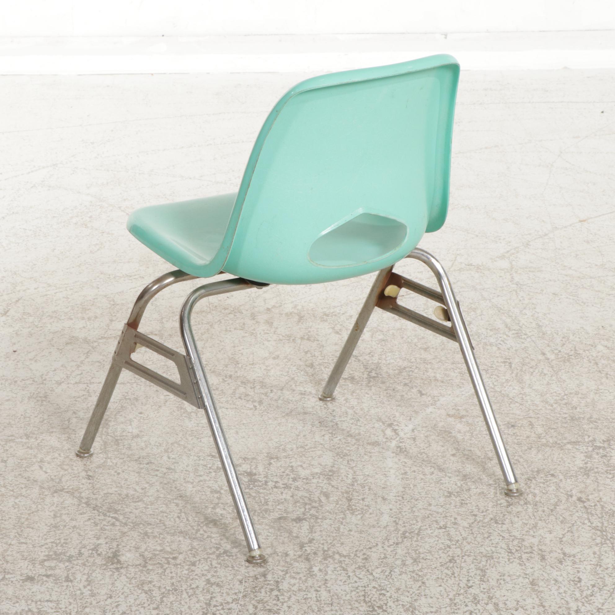 Four Krueger Metal Products Stackable Molded Fiberglass Shell Chairs