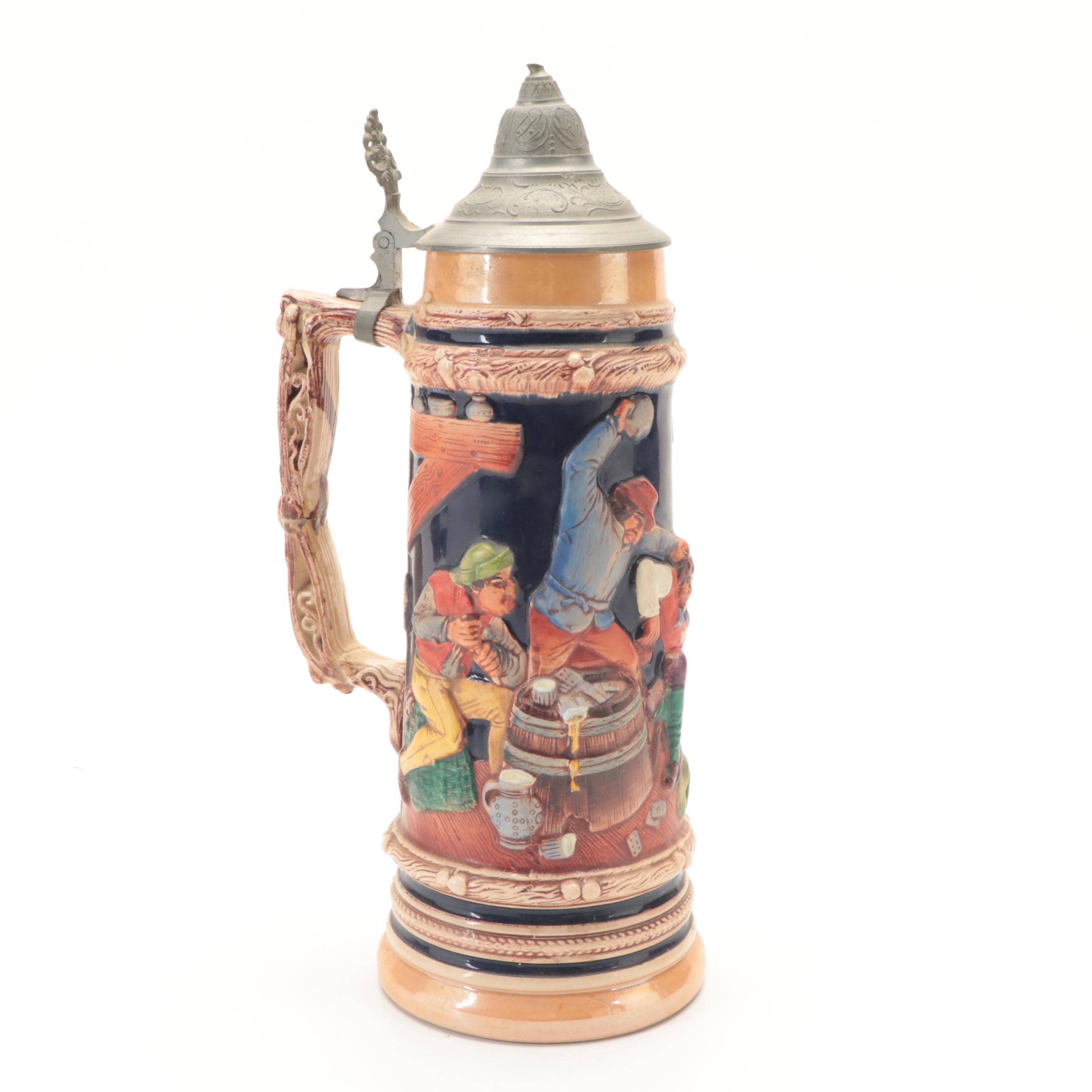 S.P. Gerz “Card Playing Peasants” and Outhouse Beer Steins