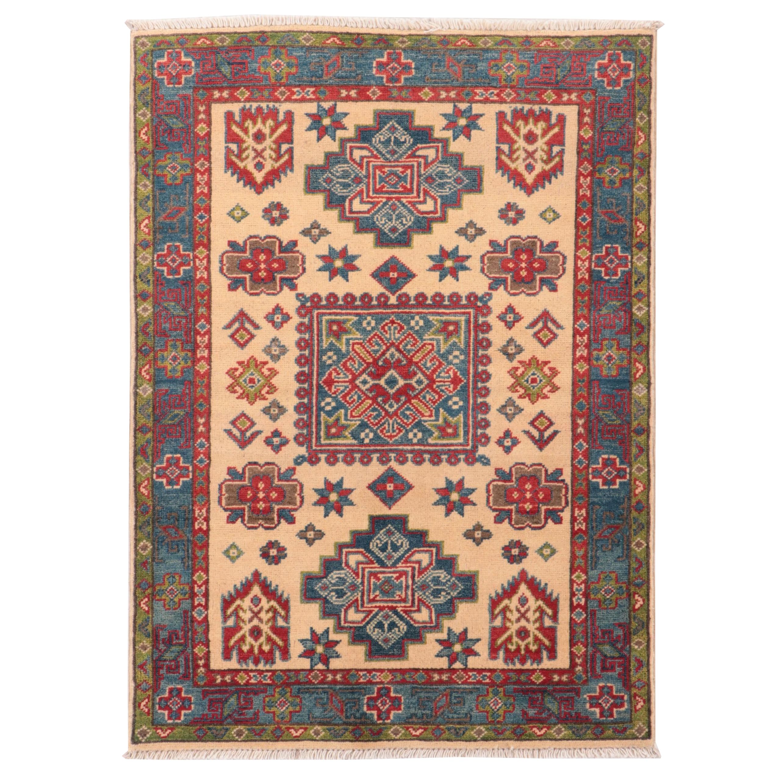 2'10 x 3'11 Hand-Knotted Pakistani Kazak-Style Accent Rug