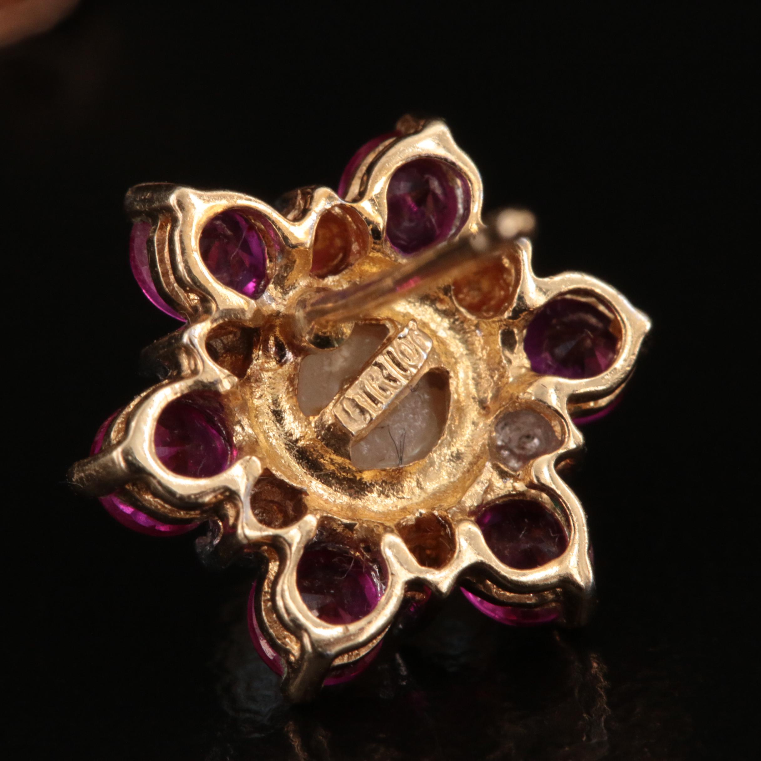 14K Pearl Stud Earrings with 10K Pearl, Ruby and Diamond Earrings