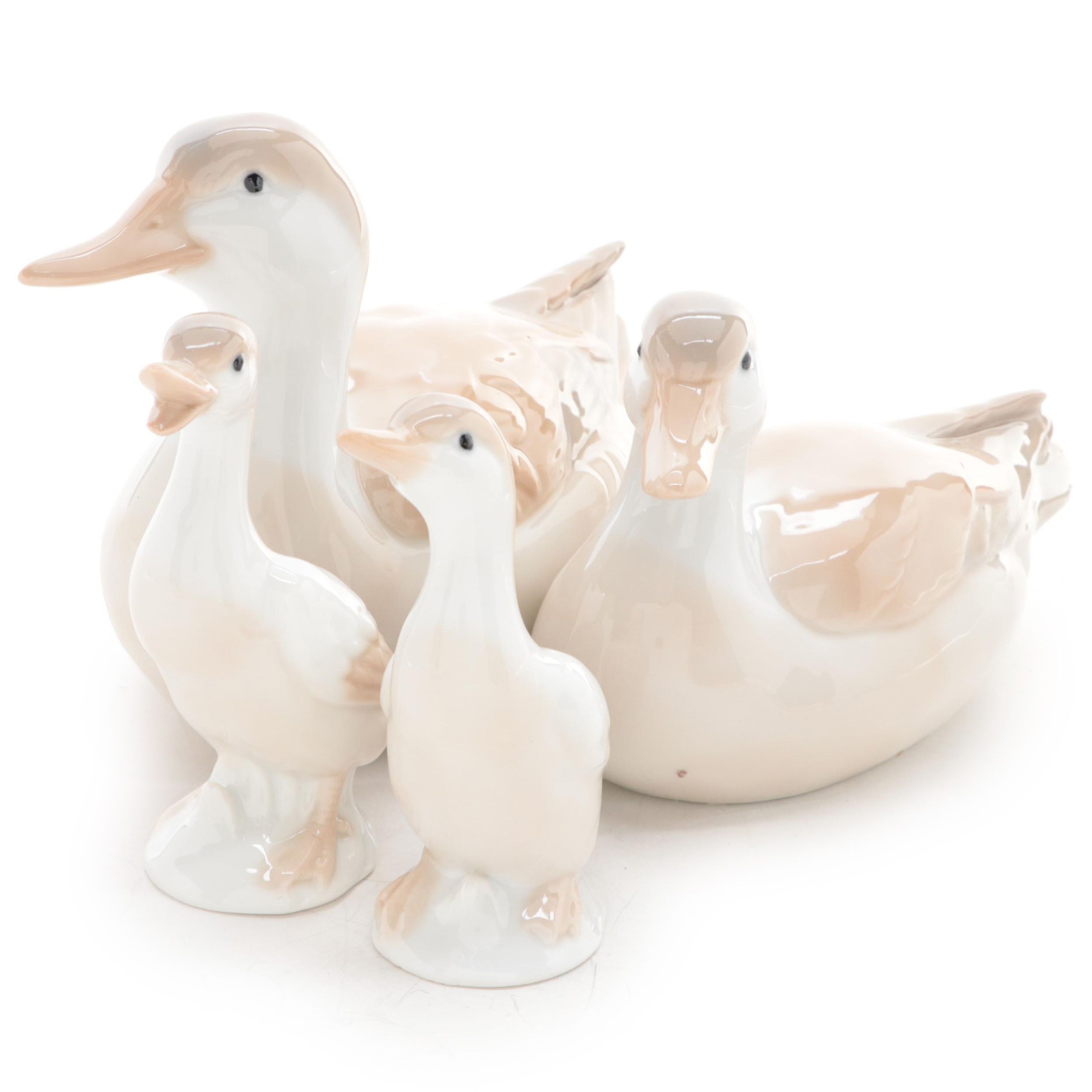 Otagiri Japanese Porcelain Duck and Ducklings Figurines