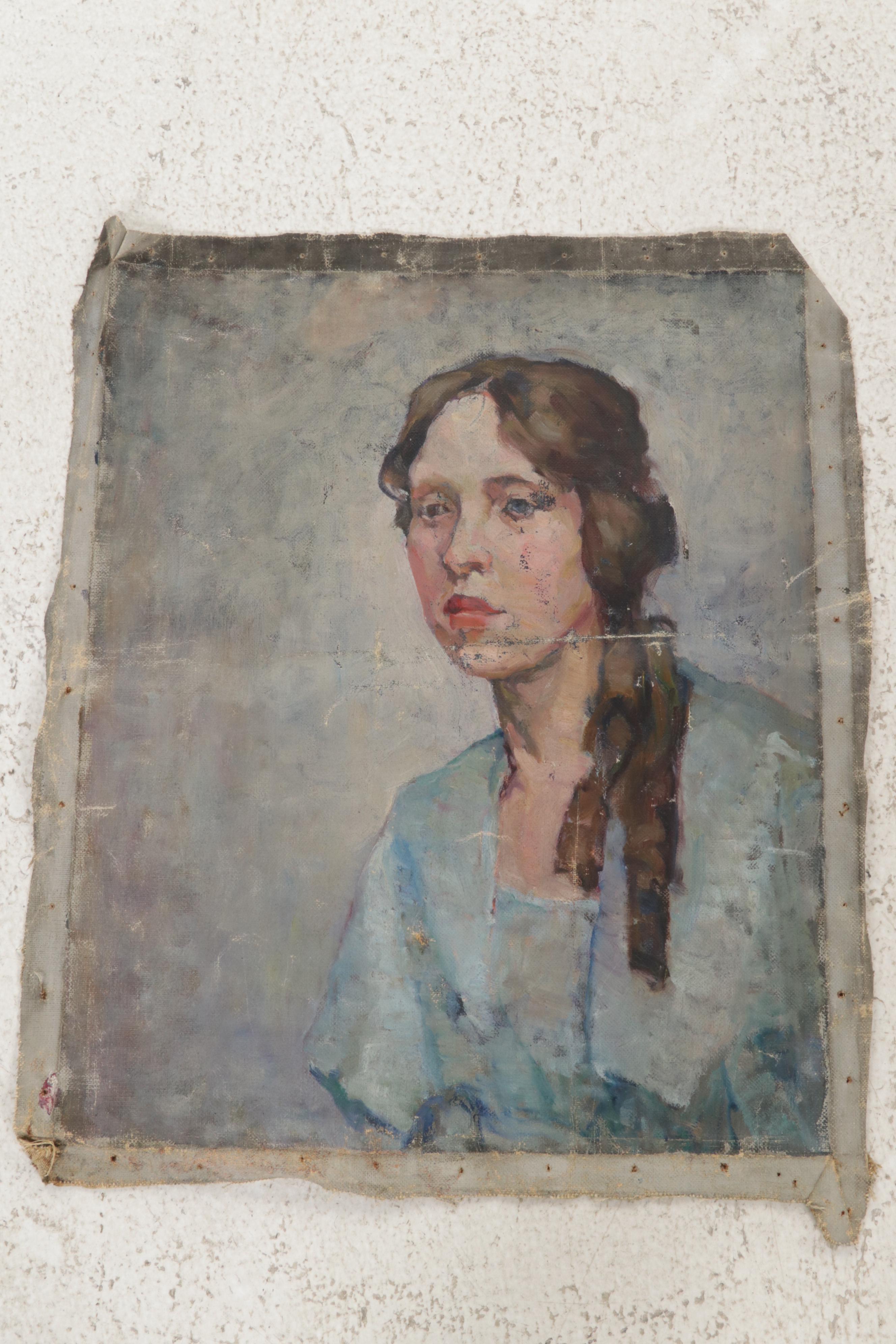 Female Portrait Oil Paintings, Early 20th Century