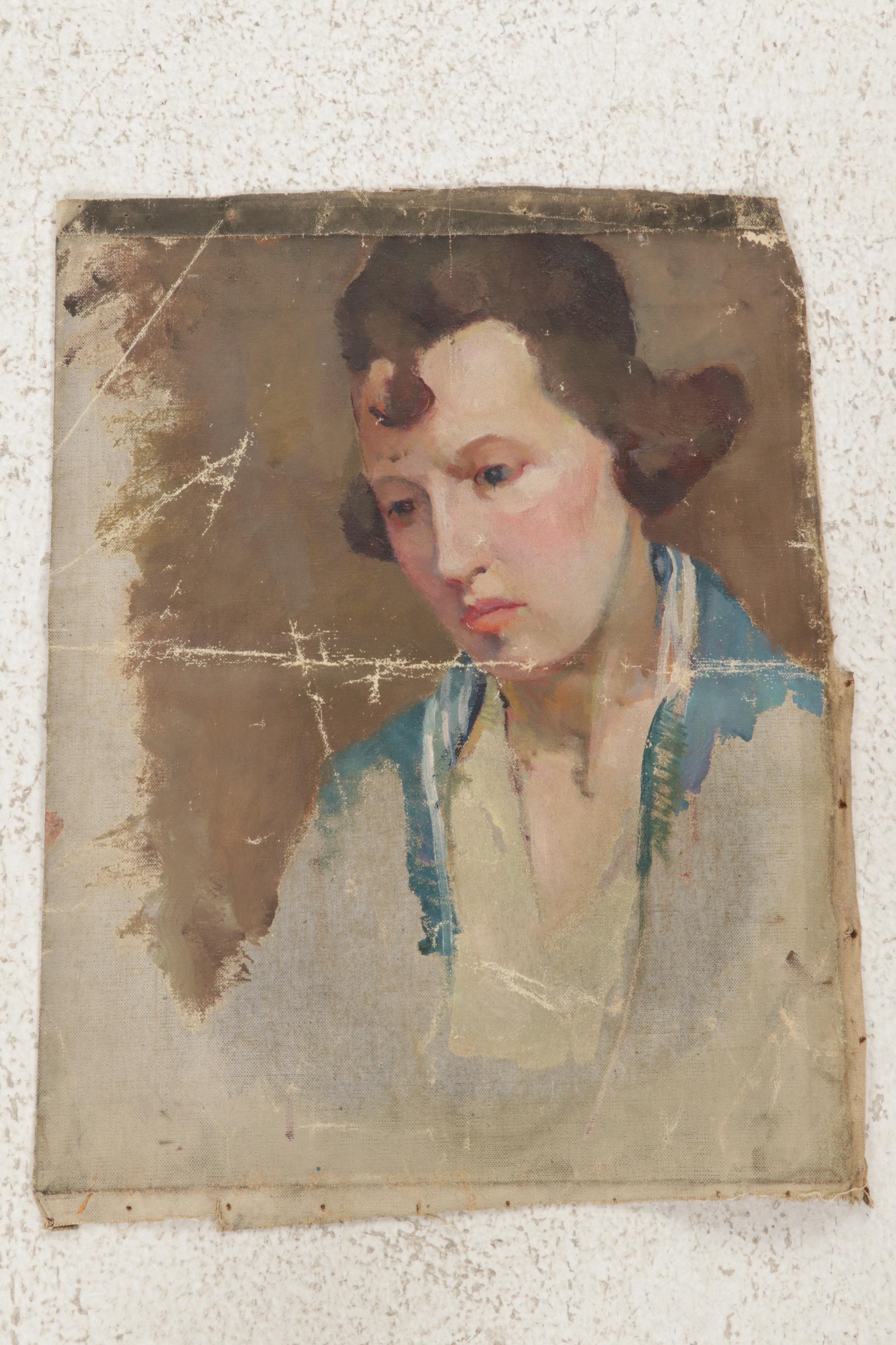 Female Portrait Oil Paintings, Early 20th Century
