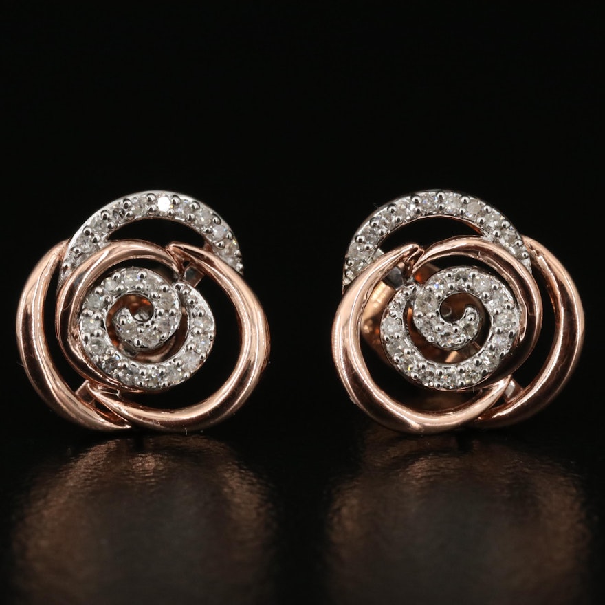 Sterling Diamond Flower Earrings