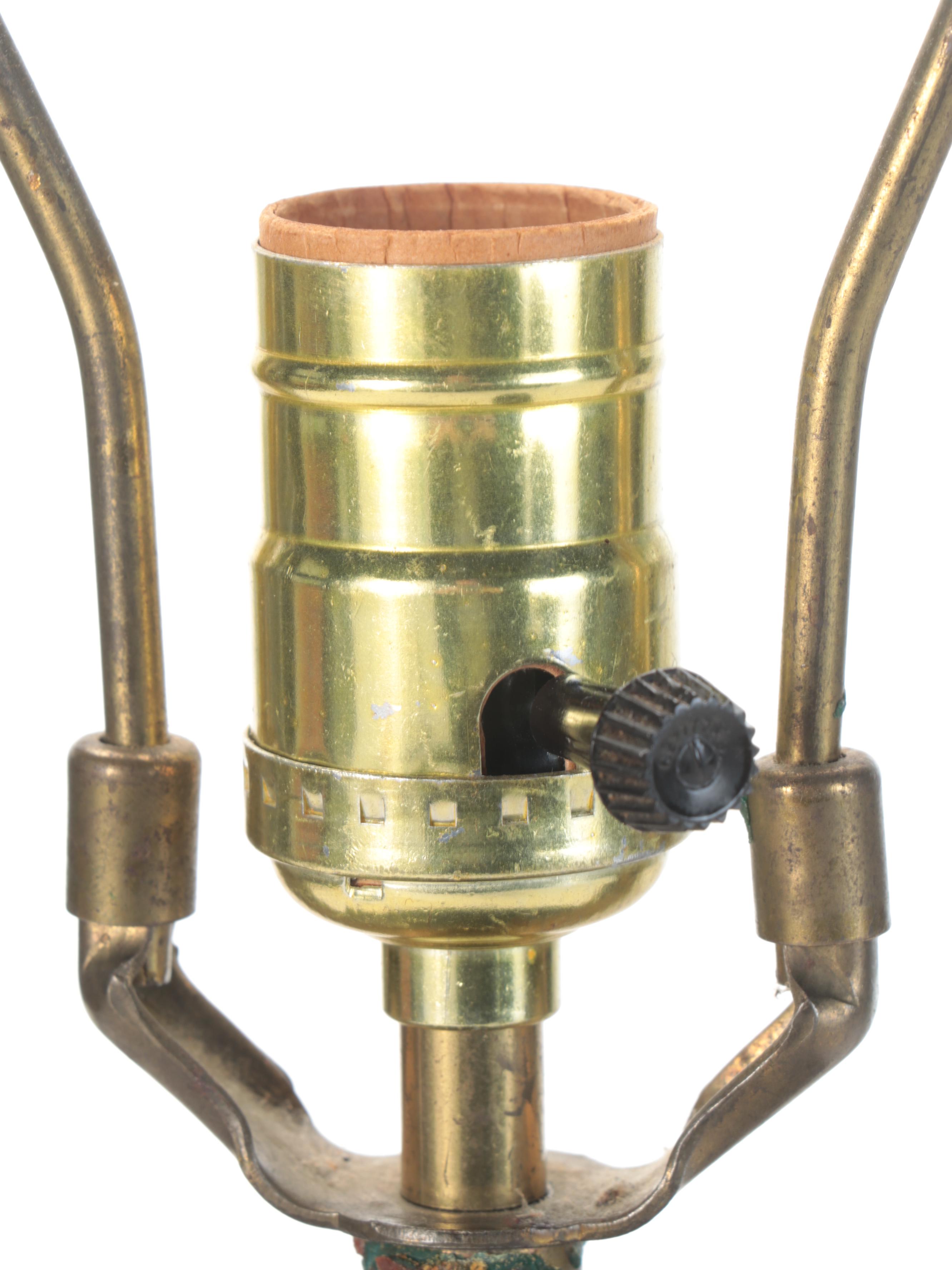 Chinese Ceramic Lamp With Applied Dragon and Drum Shade, Mid/ Late 20th Century