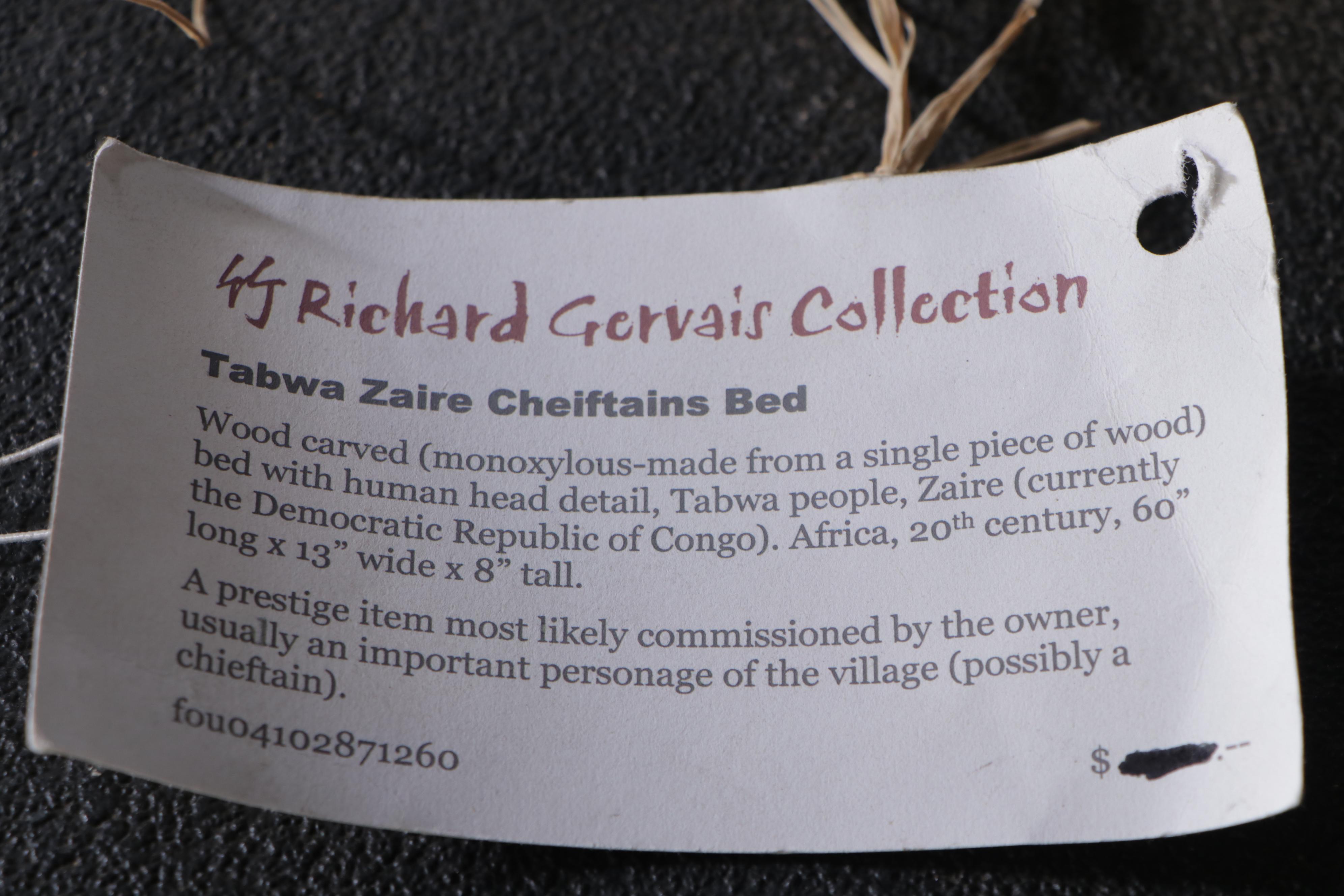 Zaire Tabwa People Hand-Carved and Nailhead Trim Wooden Chieftain's Bed