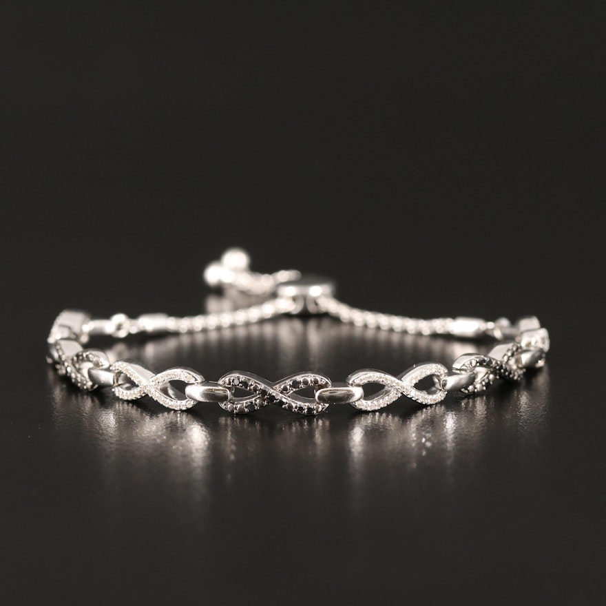 Sterling Diamond Infinity Bolo Bracelet