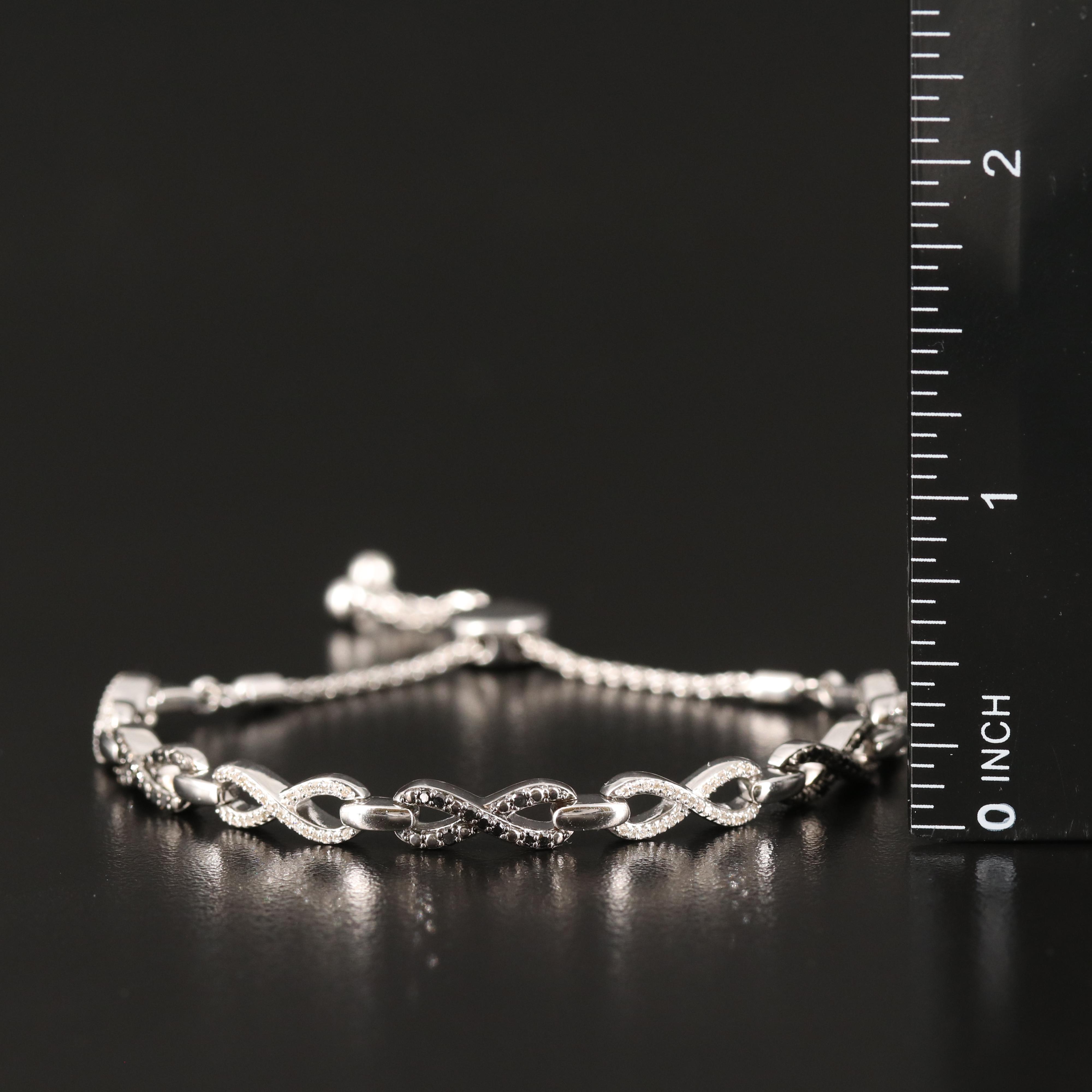 Sterling Diamond Infinity Bolo Bracelet