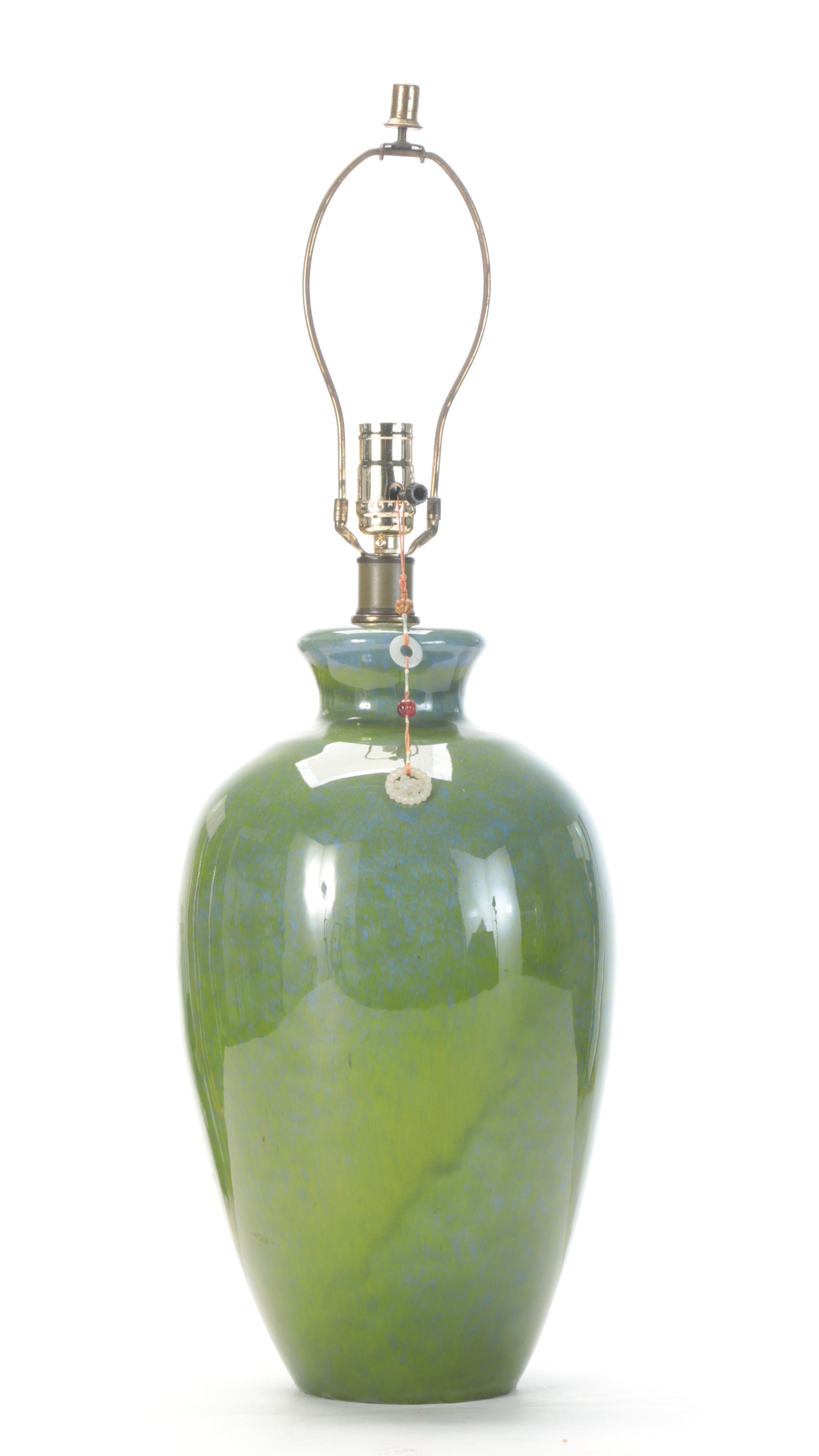 Blue and Green Mottled Porcelain Lamp, Mid/Late 20th Century