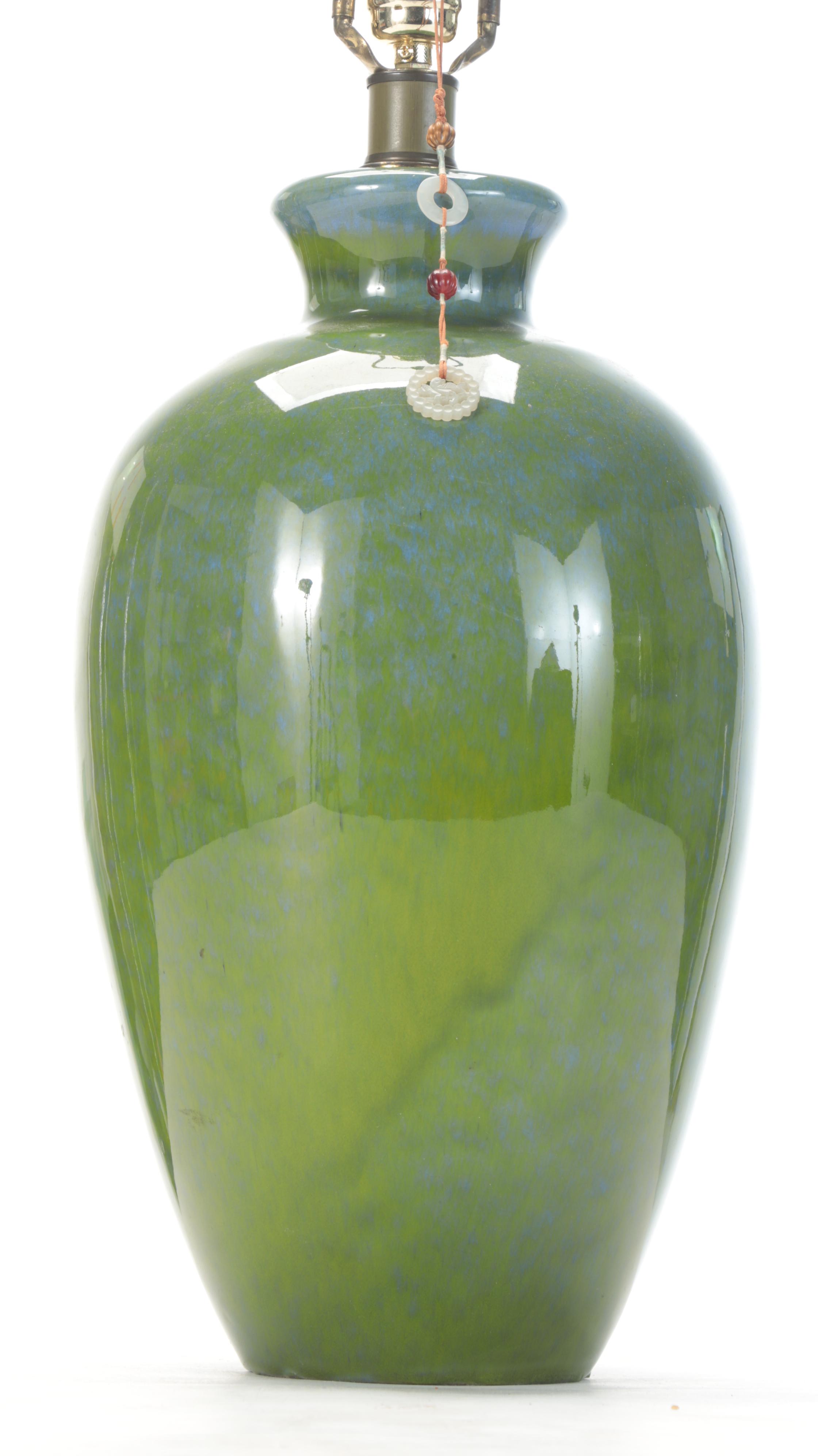 Blue and Green Mottled Porcelain Lamp, Mid/Late 20th Century