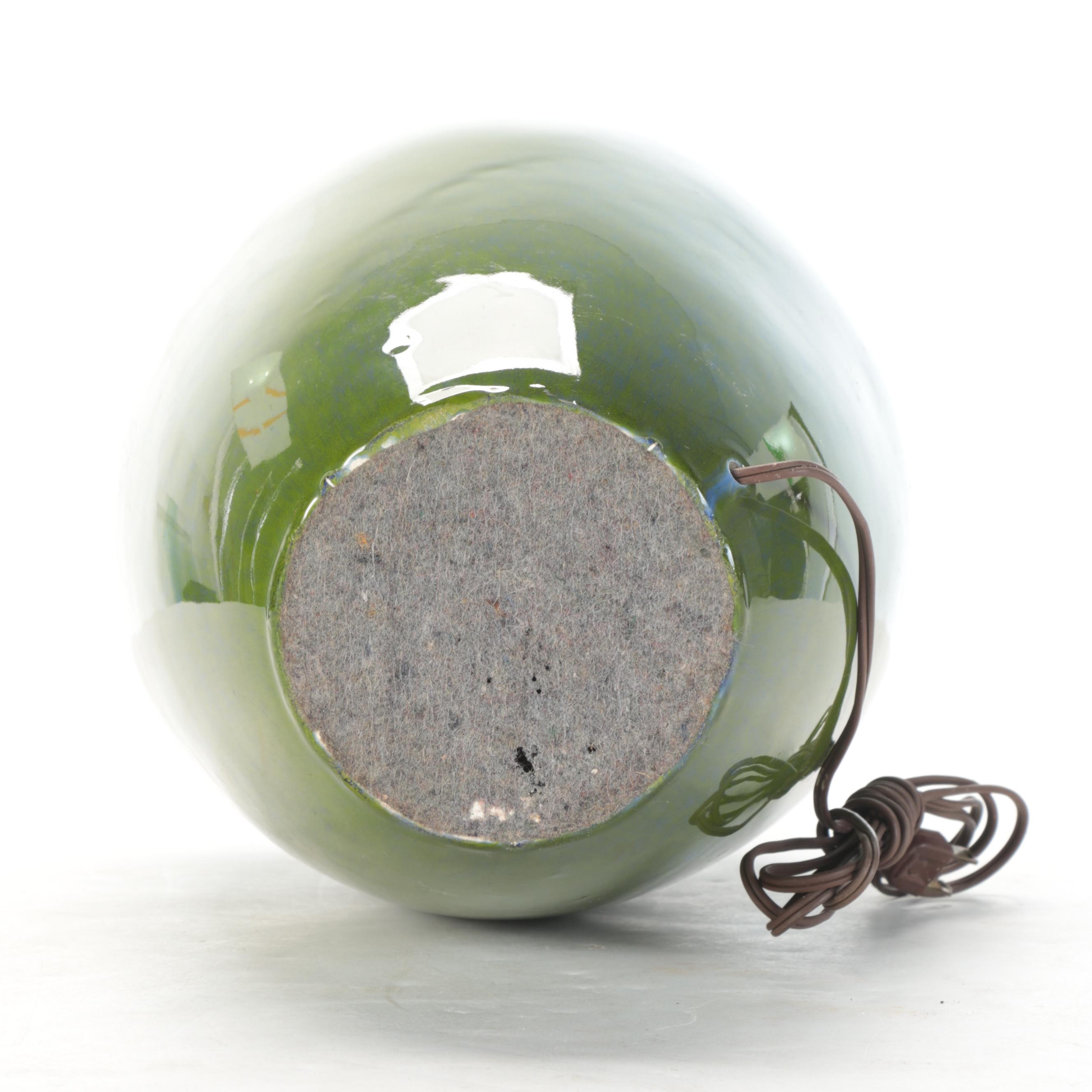 Blue and Green Mottled Porcelain Lamp, Mid/Late 20th Century