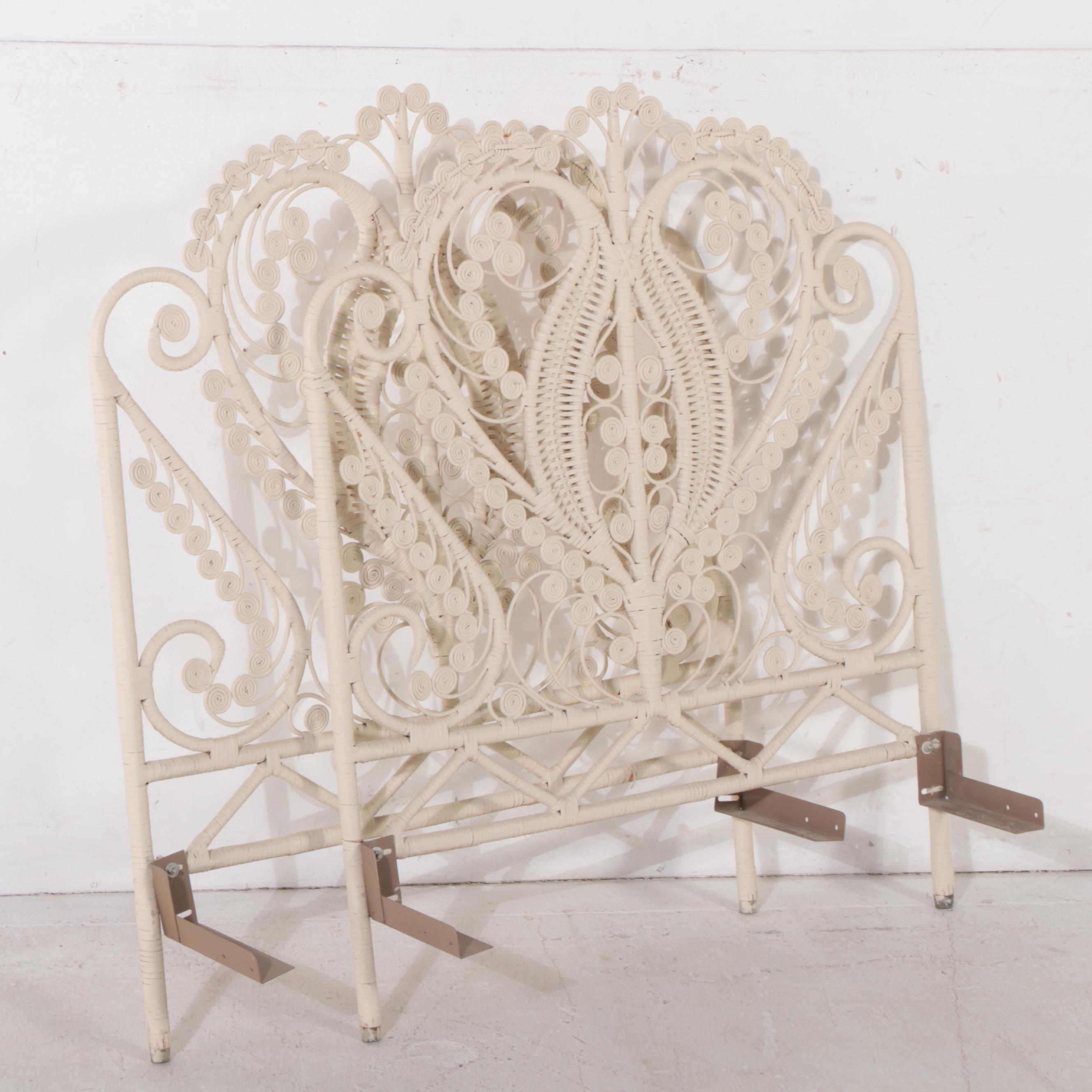 Pair of Victorian Style Wicker Twin Size Headboards, Late 20th Century