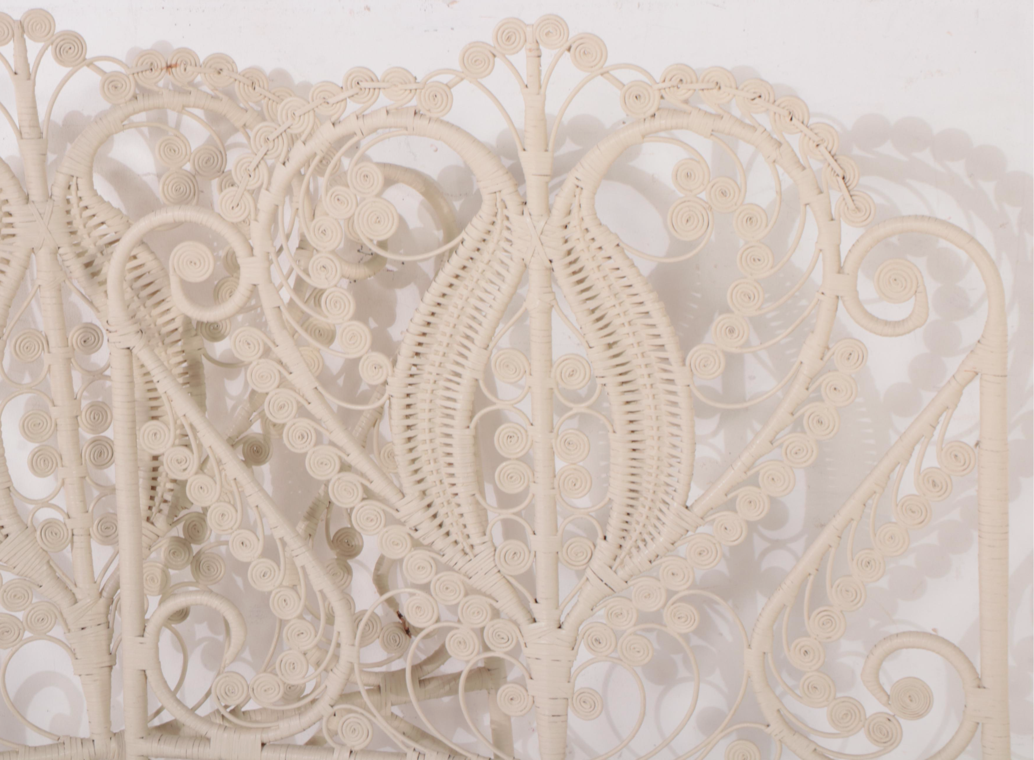 Pair of Victorian Style Wicker Twin Size Headboards, Late 20th Century