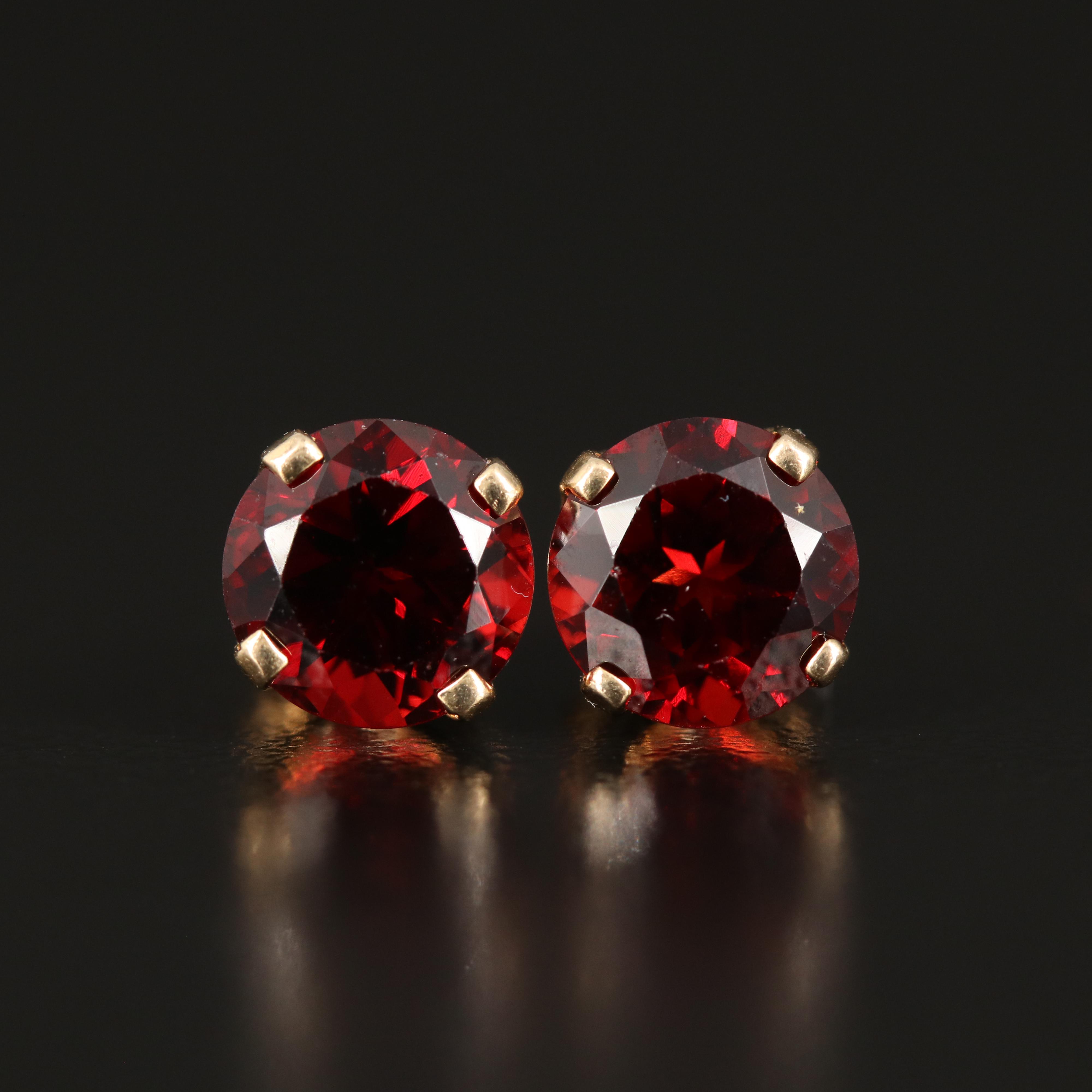 14K Garnet Stud Earrings