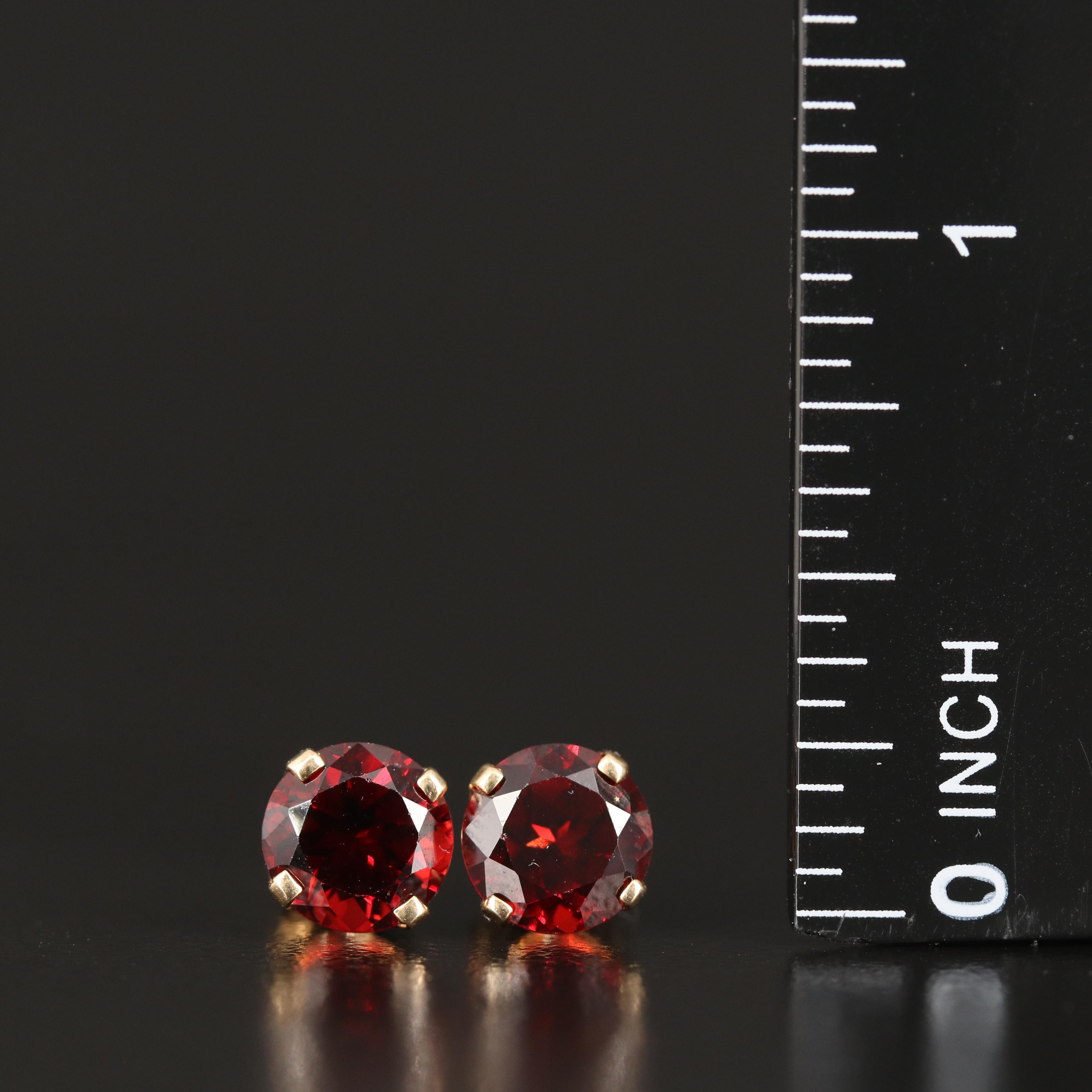 14K Garnet Stud Earrings