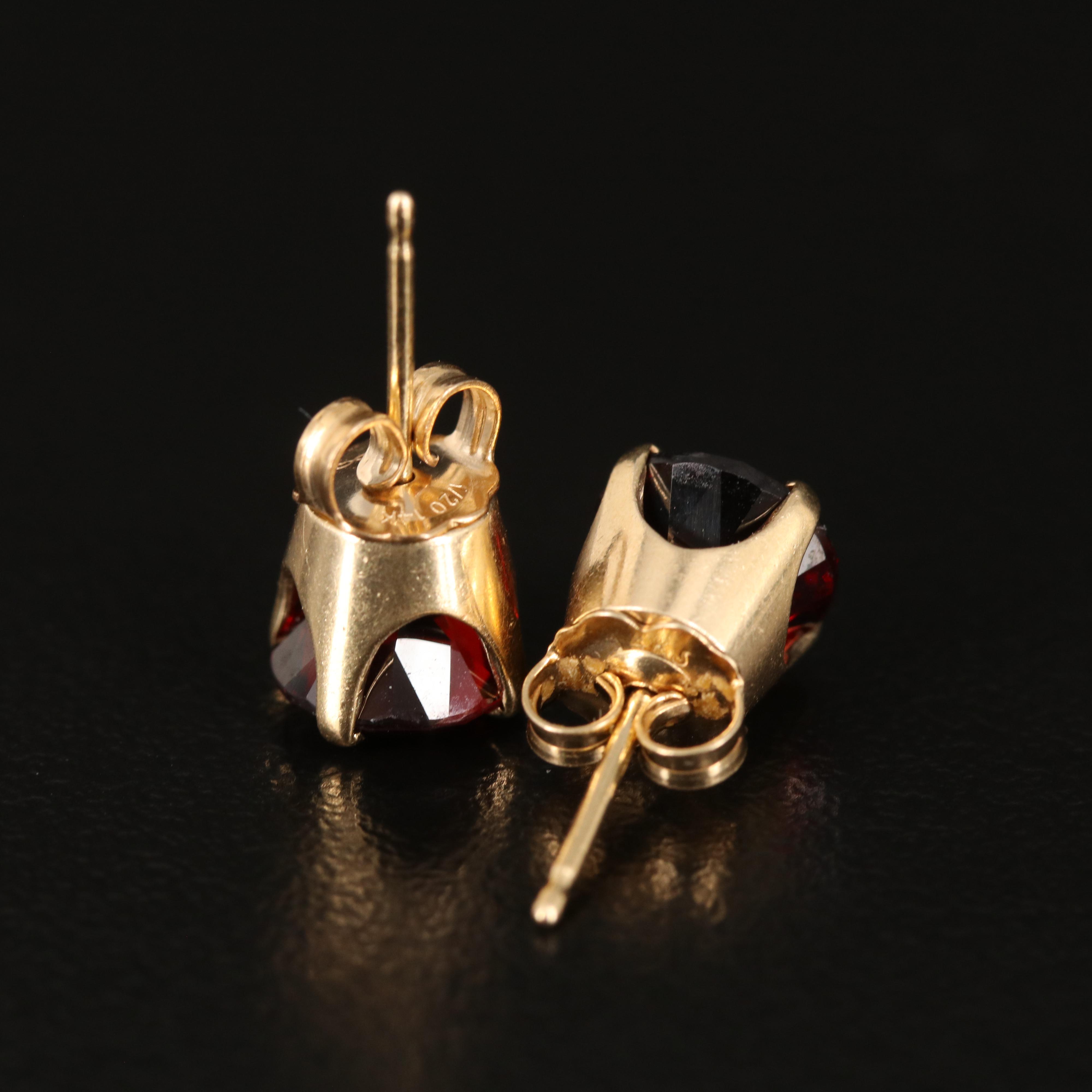 14K Garnet Stud Earrings
