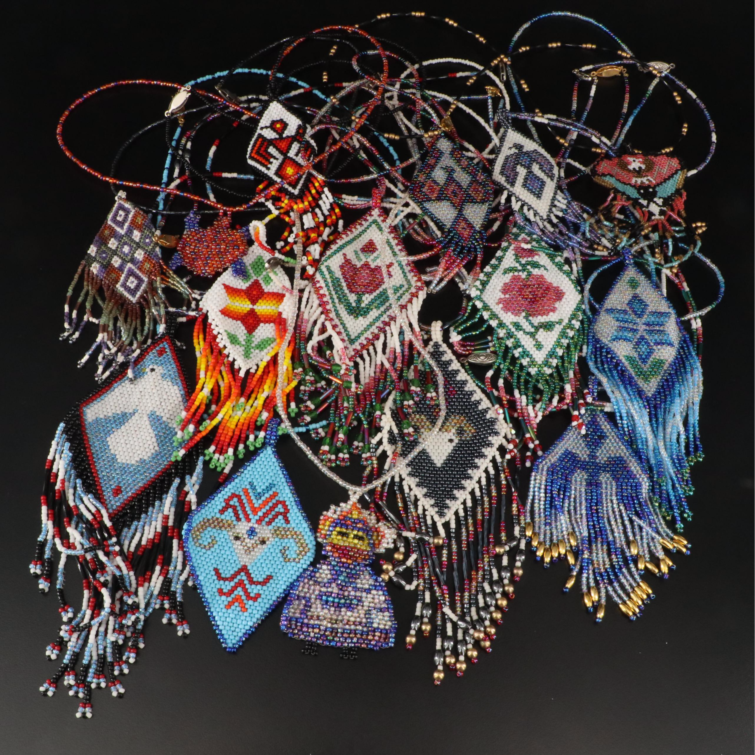 Loom Woven Seed Bead Necklaces