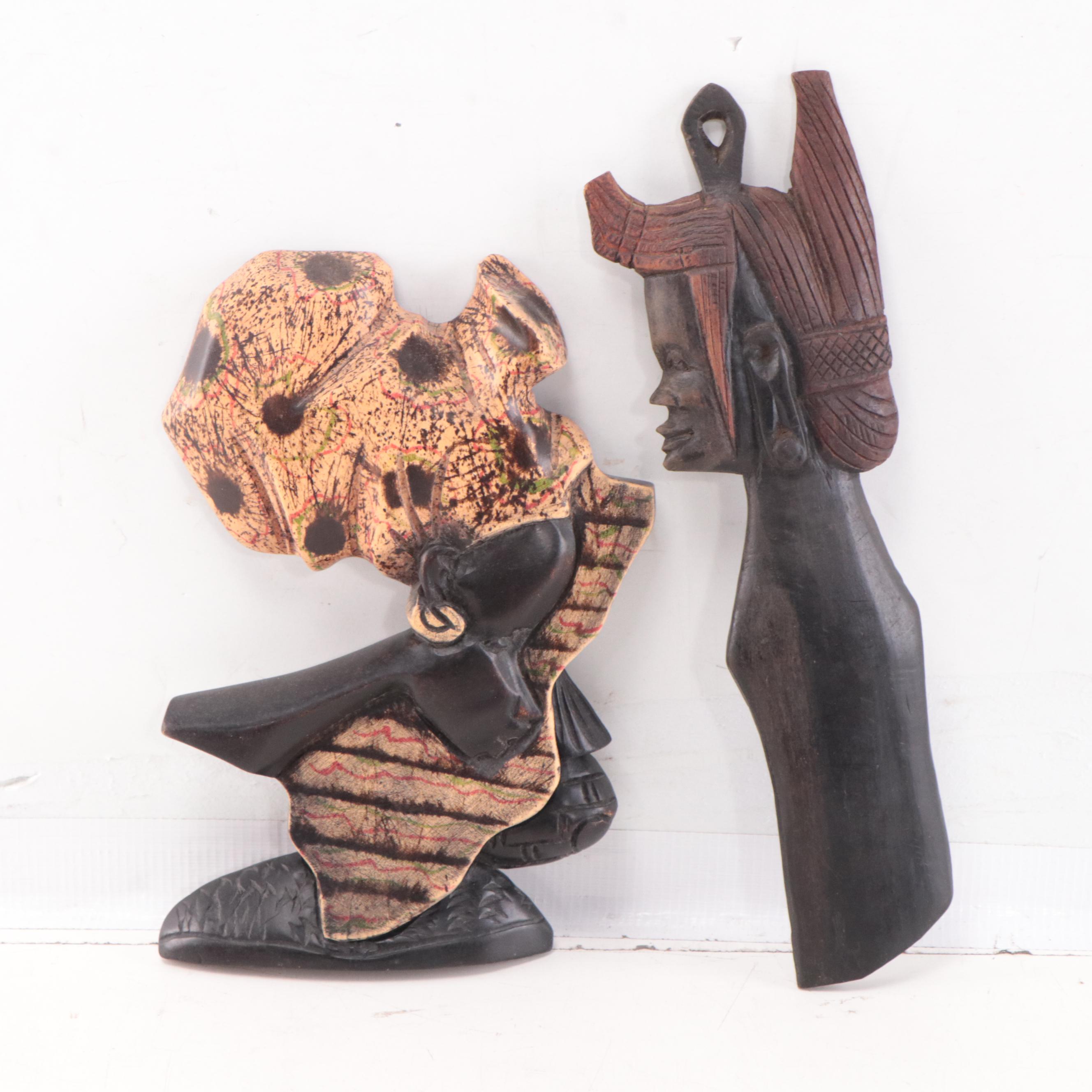 Ben Apollo Maasai Pottery Male and Female Busts with Varied African Sculptures