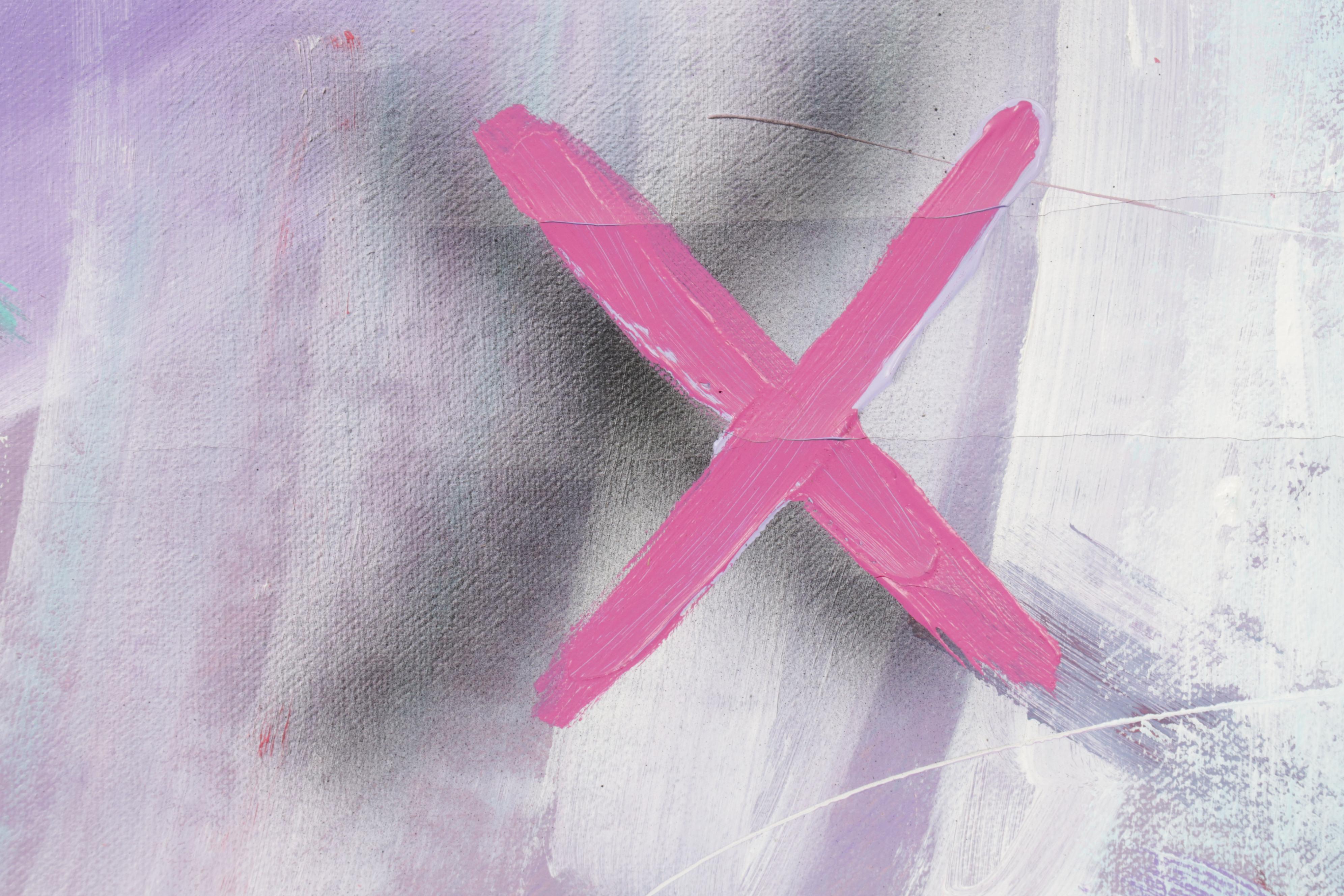 Large-Scale Abstract Acrylic Painting Hanging Scroll, Circa 2000