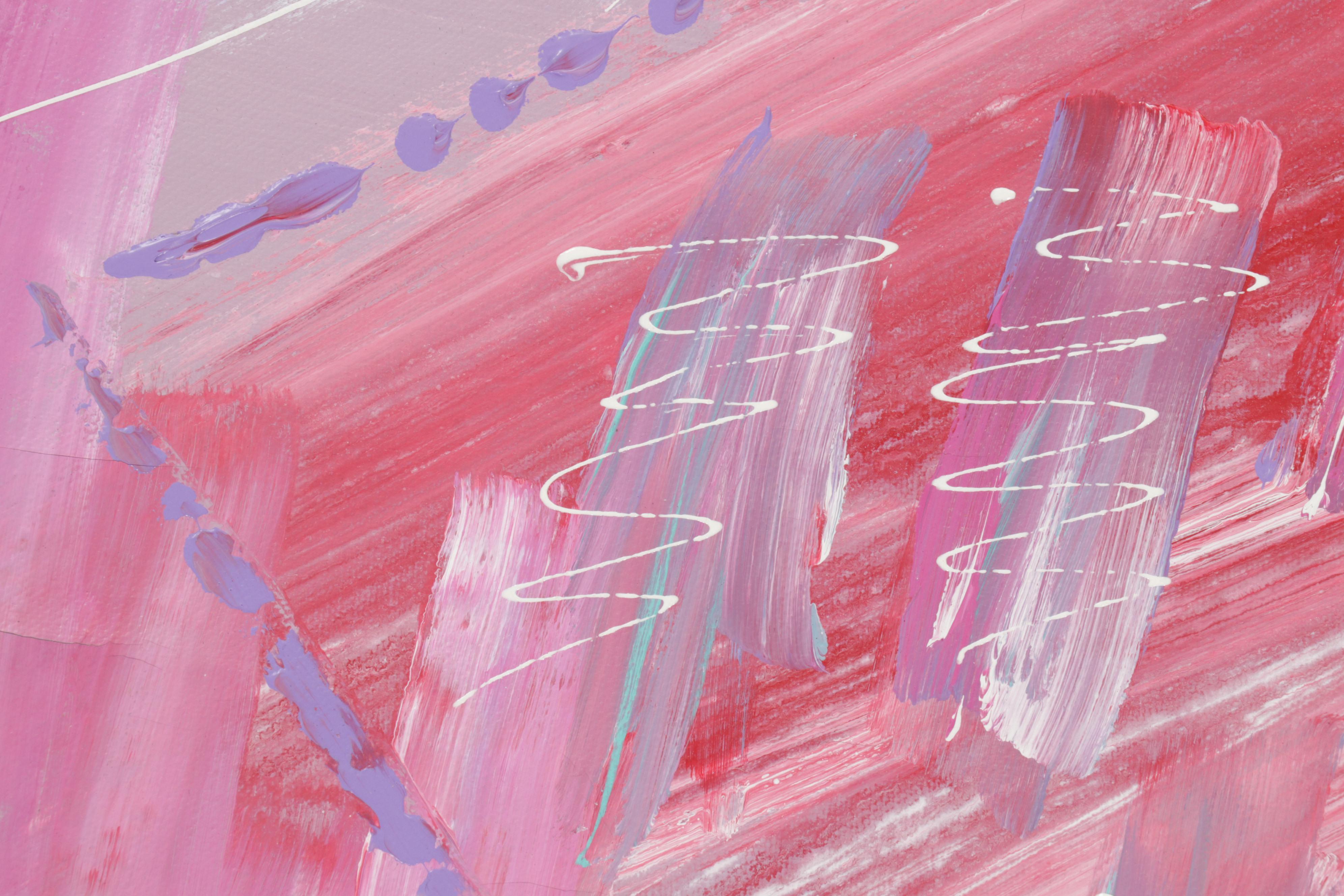 Large-Scale Abstract Acrylic Painting Hanging Scroll, Circa 2000