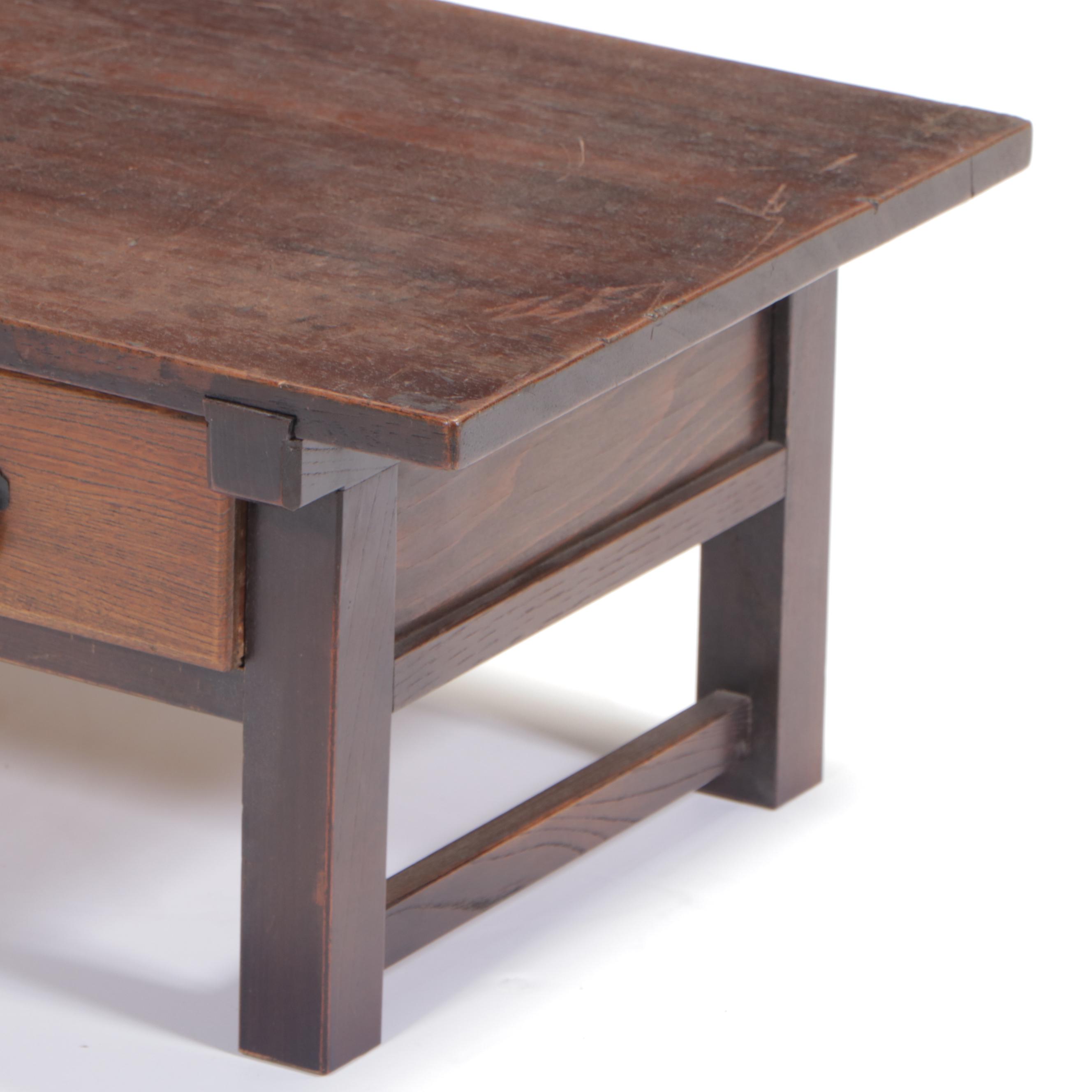 Korean Wooden Two Drawer Scholars Desk, Mid-20th Century