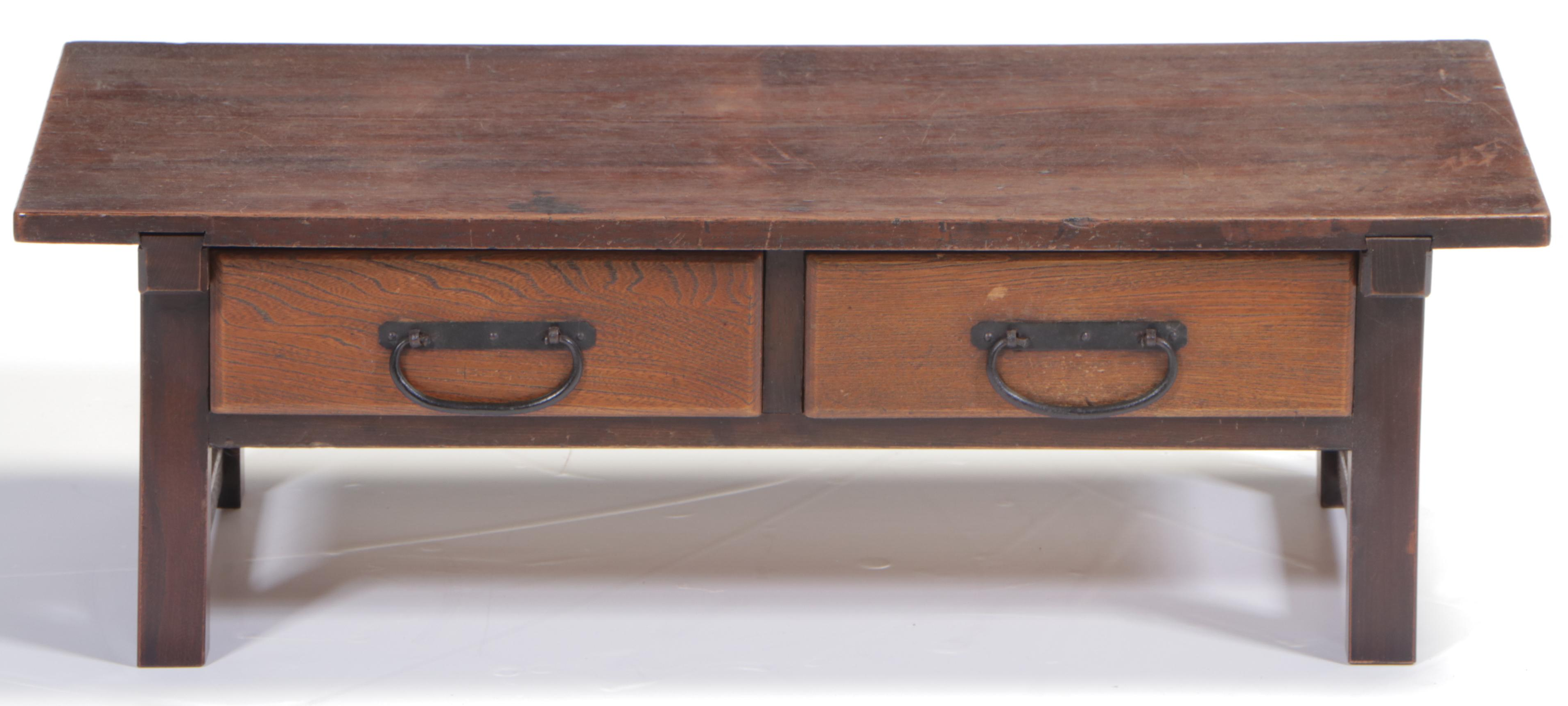 Korean Wooden Two Drawer Scholars Desk, Mid-20th Century