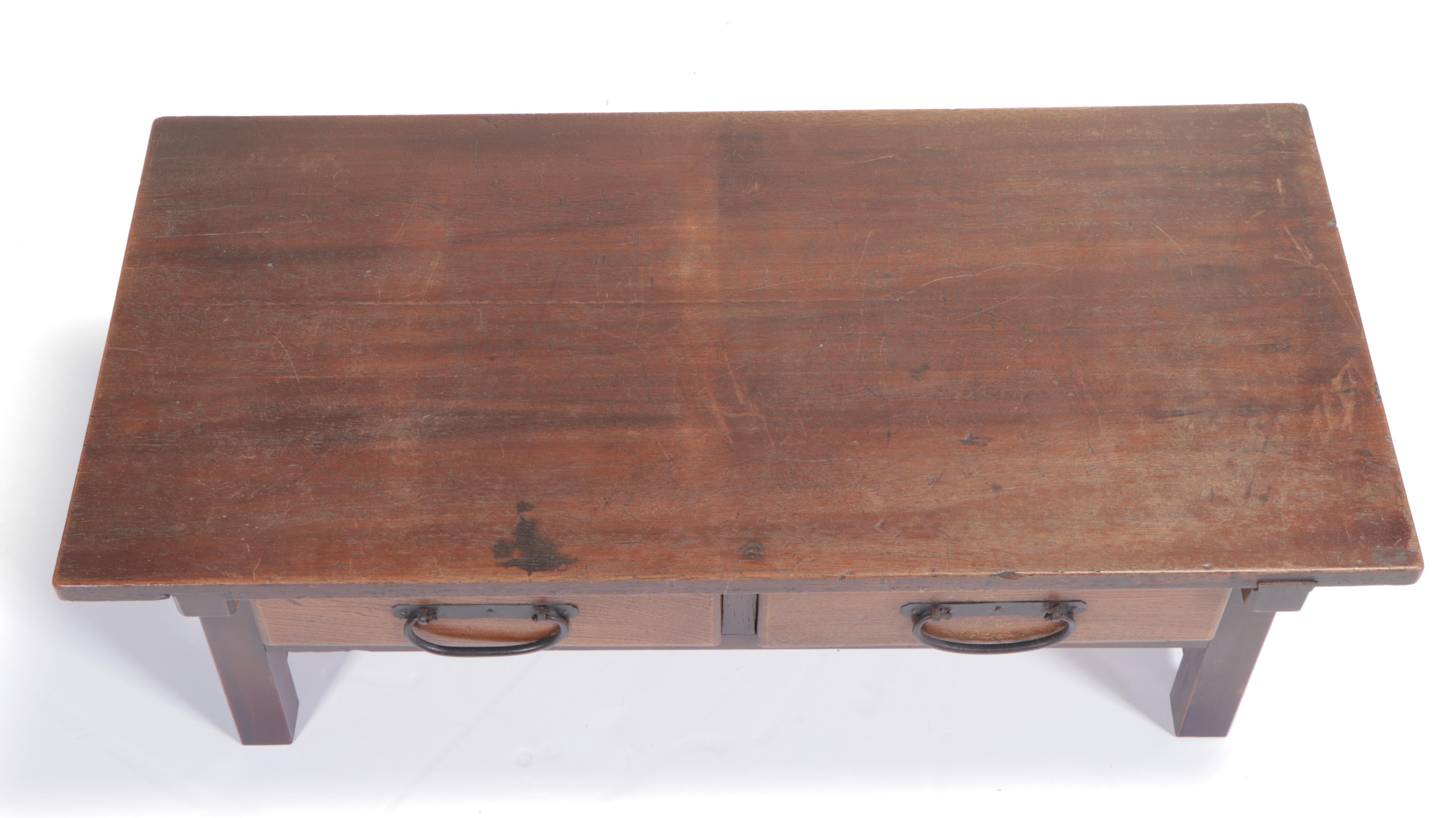 Korean Wooden Two Drawer Scholars Desk, Mid-20th Century