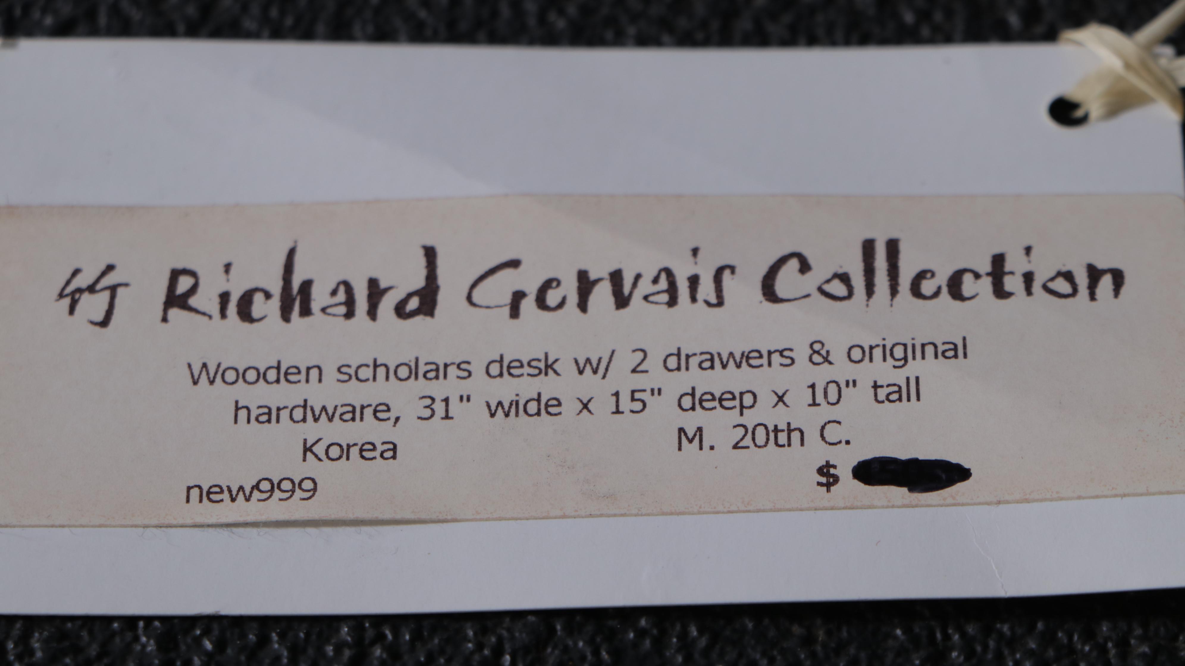 Korean Wooden Two Drawer Scholars Desk, Mid-20th Century