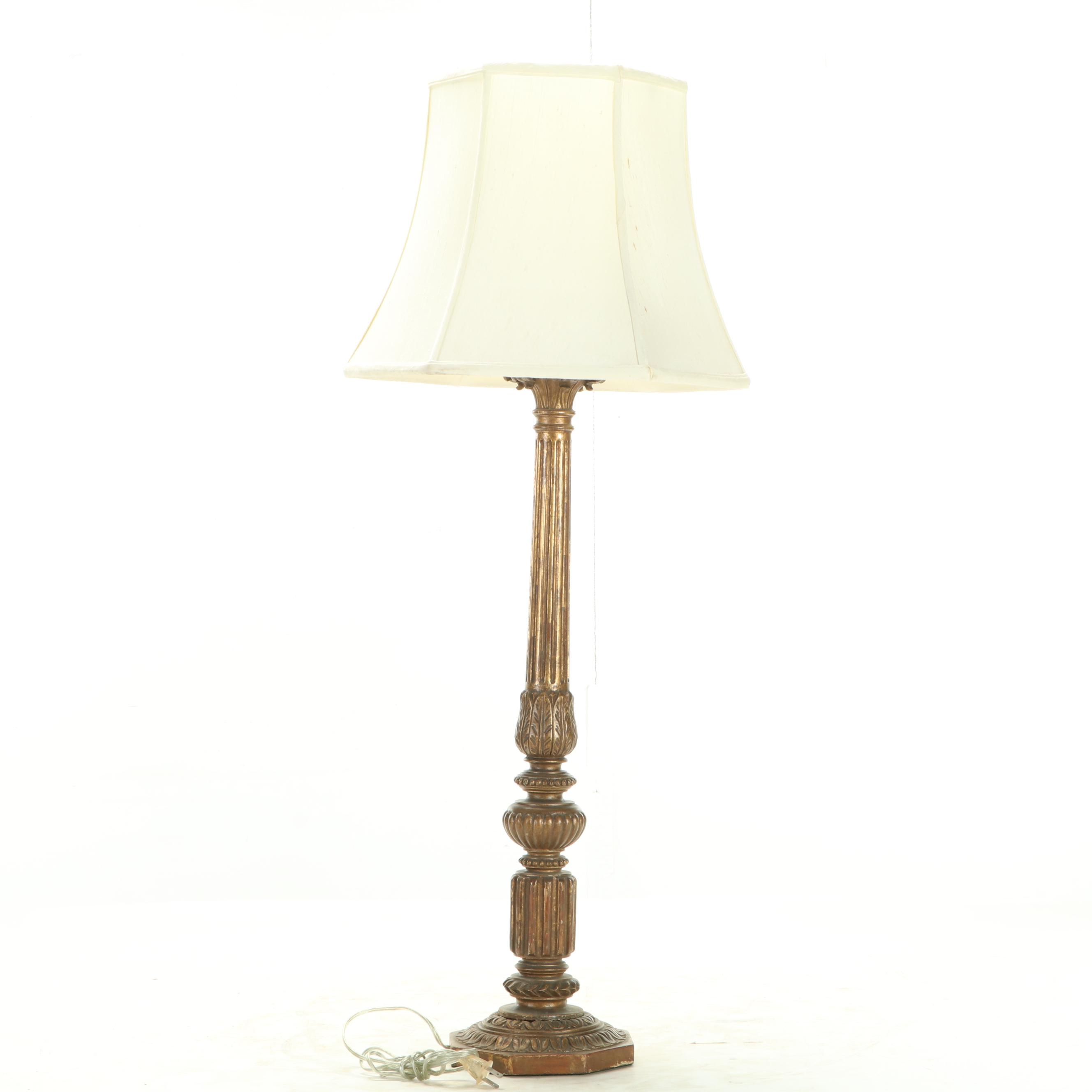 Neoclassical Style Carved Giltwood Console Table Lamp, Early to Mid-20th Century