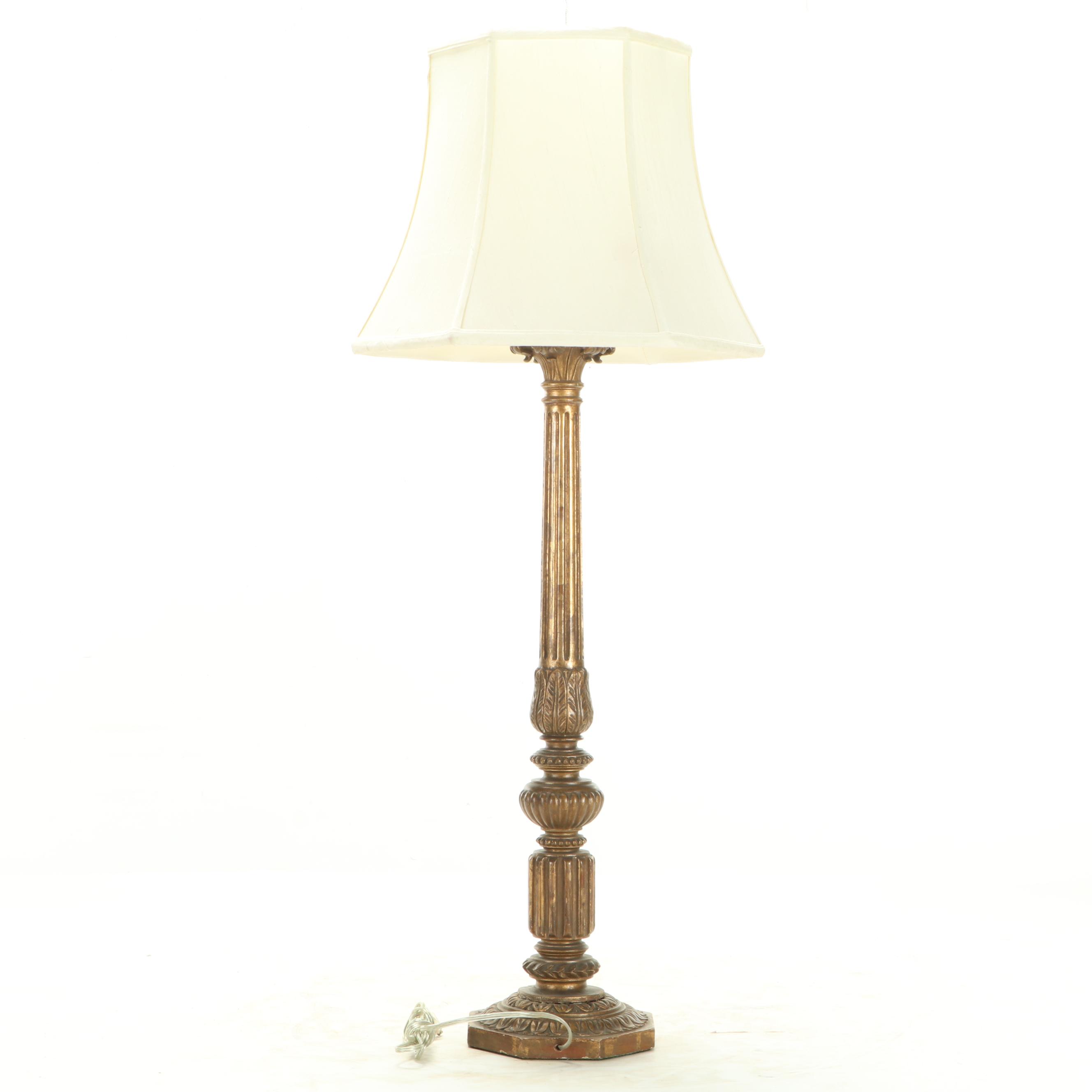 Neoclassical Style Carved Giltwood Console Table Lamp, Early to Mid-20th Century