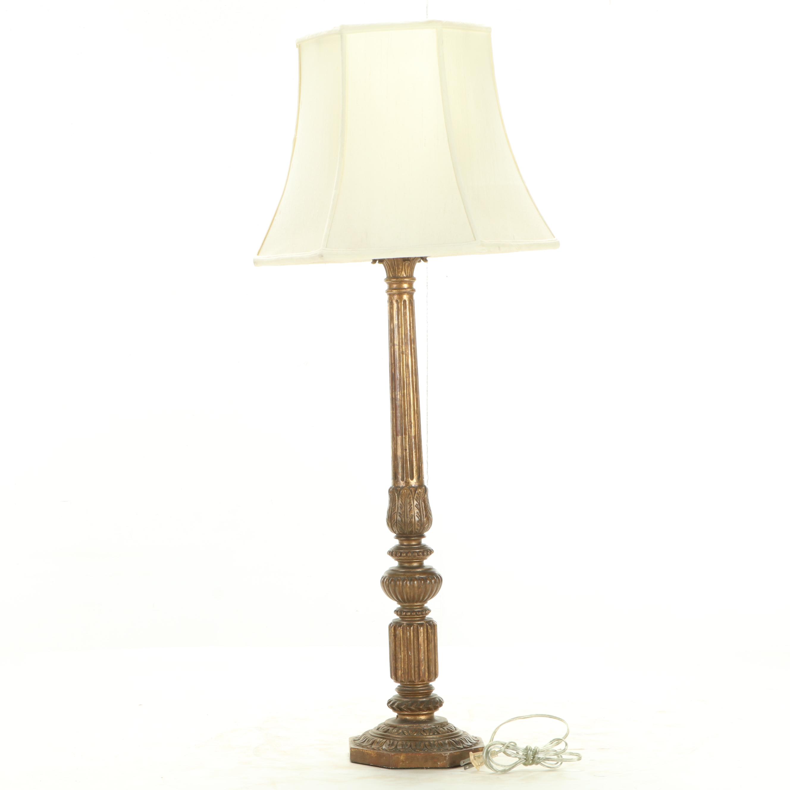 Neoclassical Style Carved Giltwood Console Table Lamp, Early to Mid-20th Century