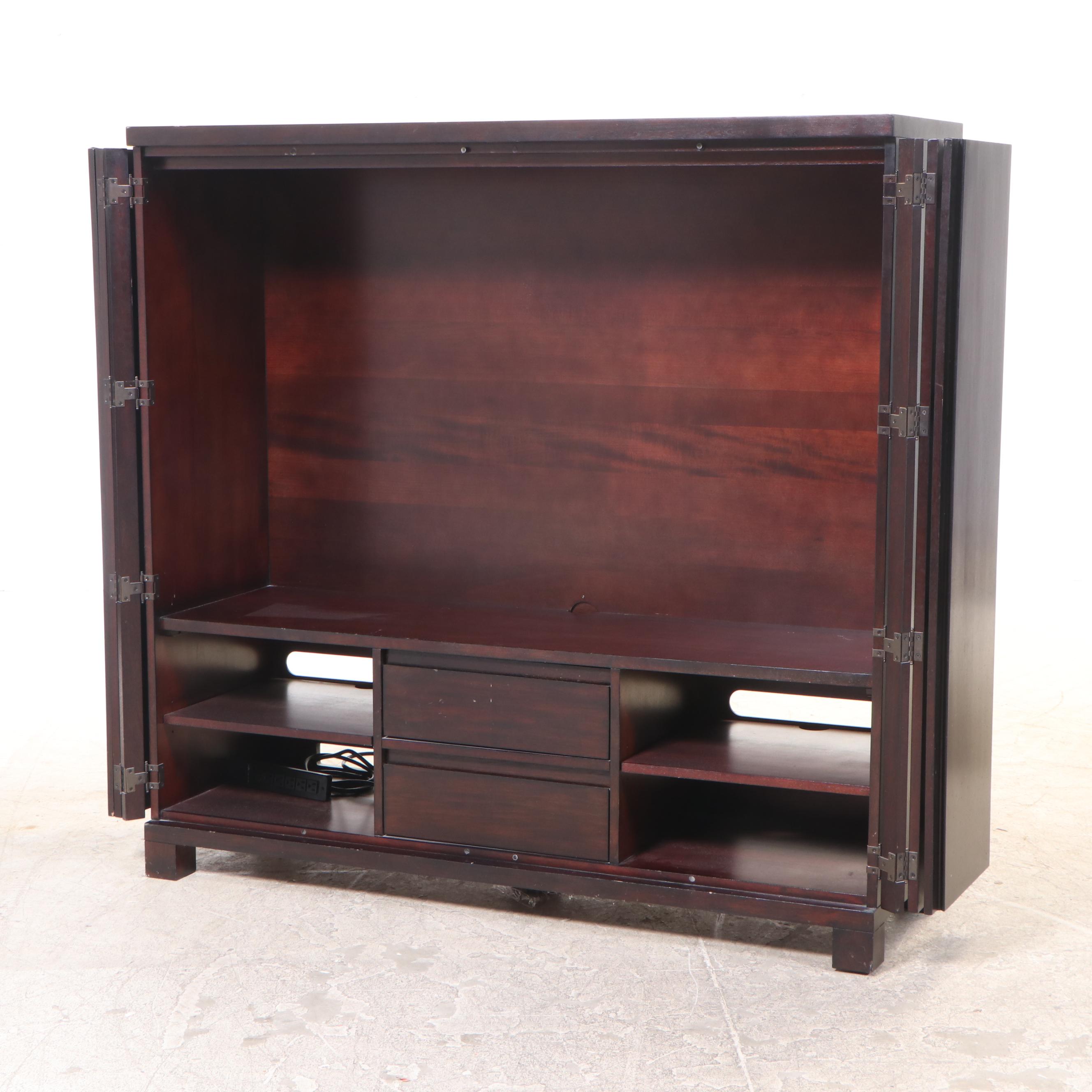 Outlook International Art Deco Style Rosewood-Stained Media Cabinet