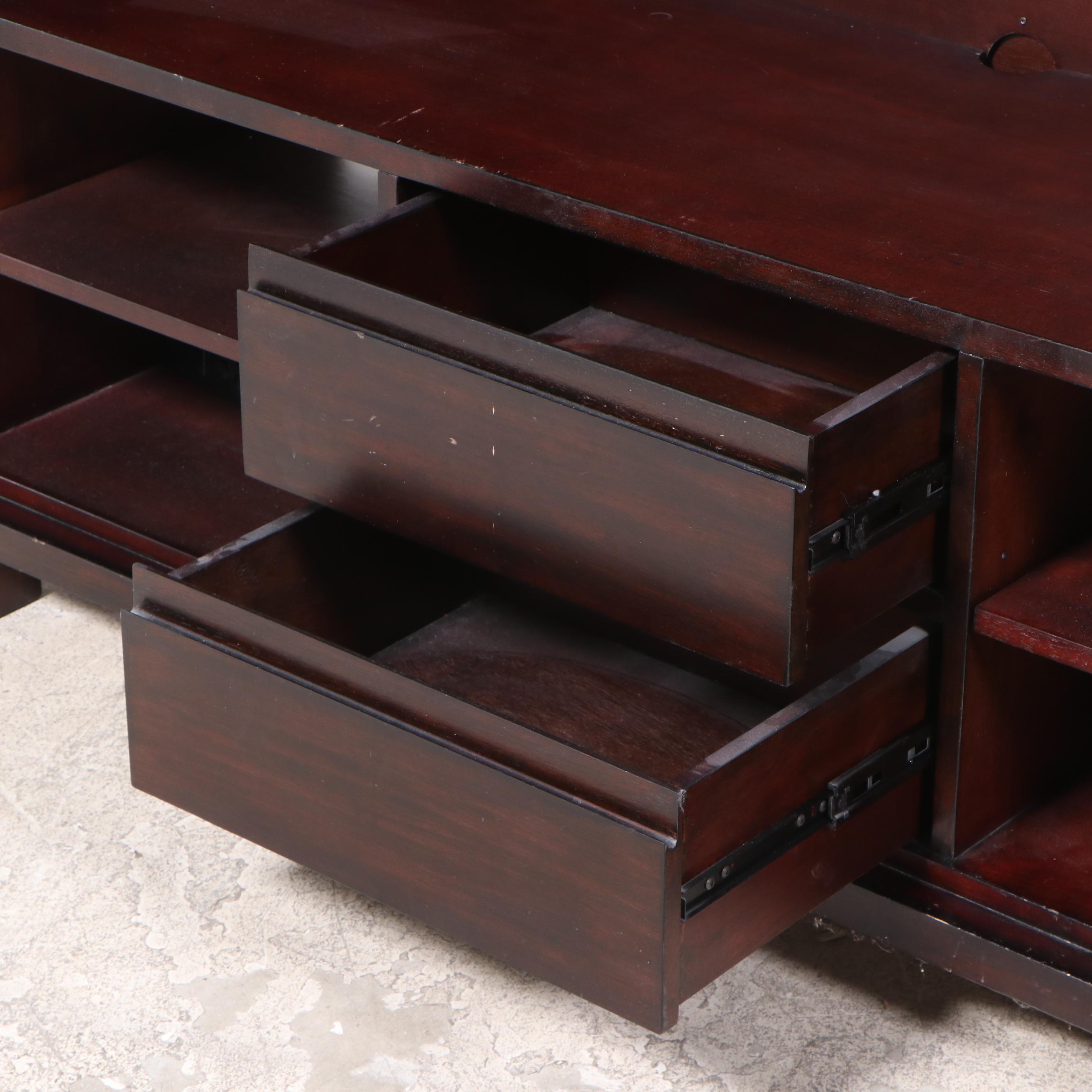 Outlook International Art Deco Style Rosewood-Stained Media Cabinet