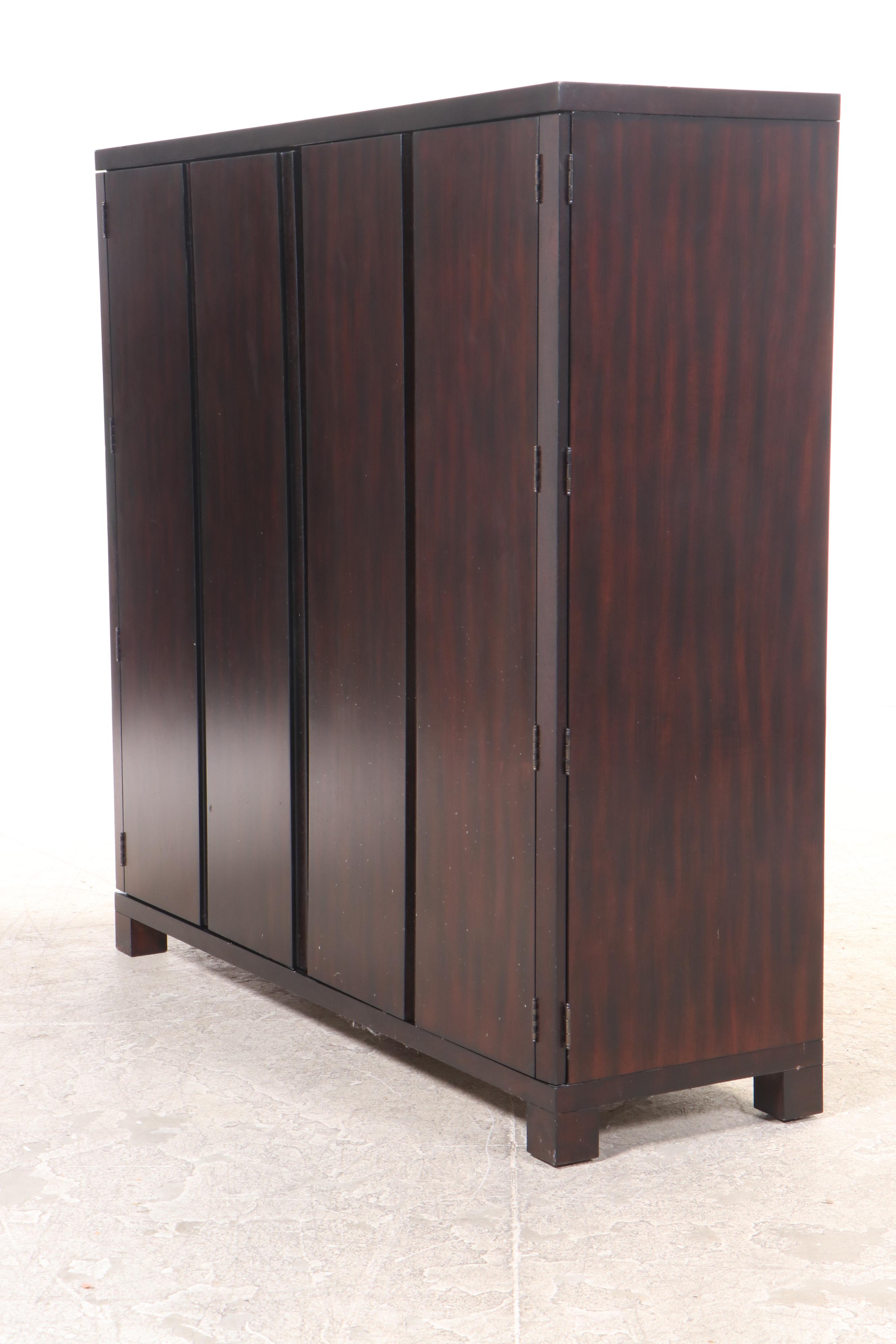 Outlook International Art Deco Style Rosewood-Stained Media Cabinet