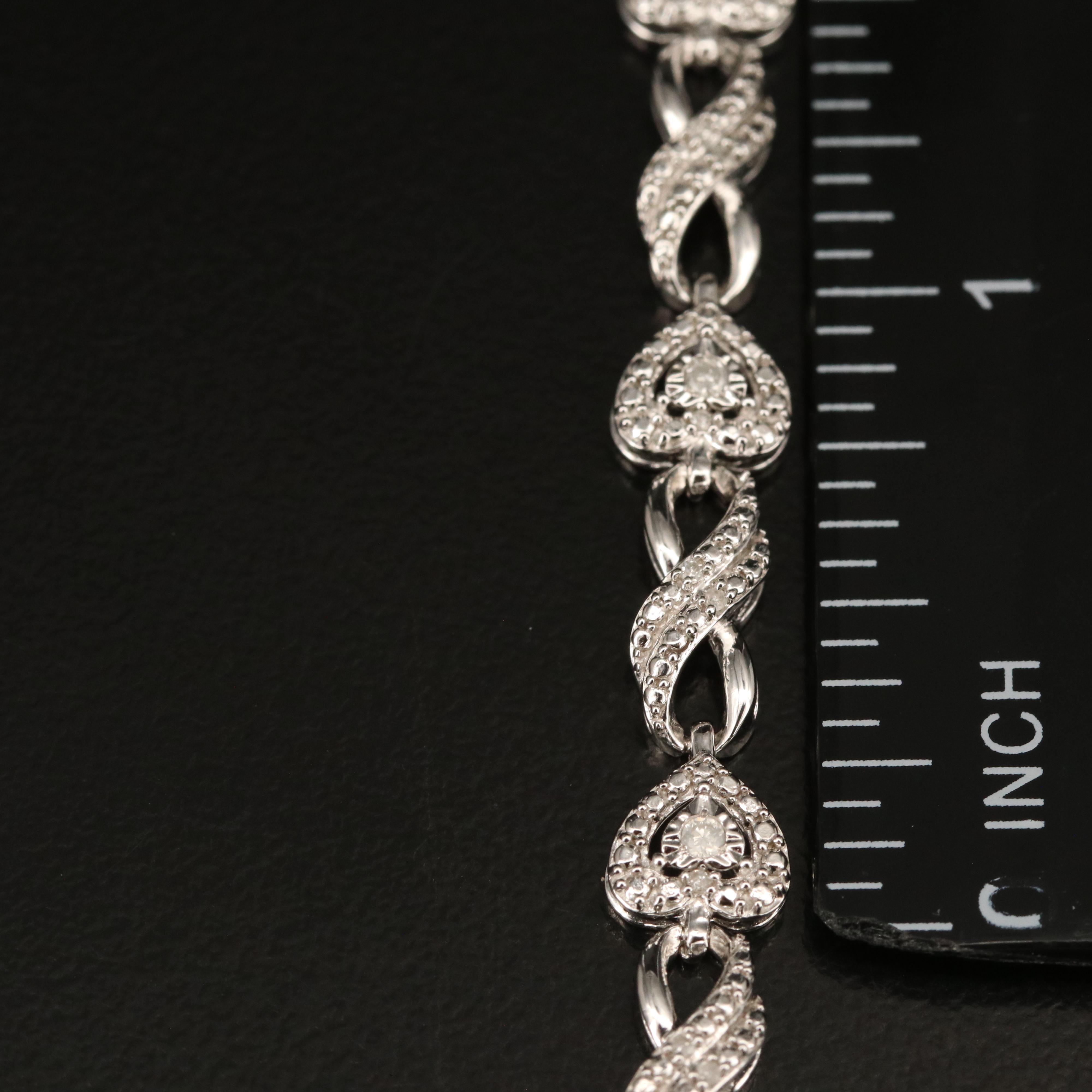 Sterling Diamond Heart and Infinity Bracelet