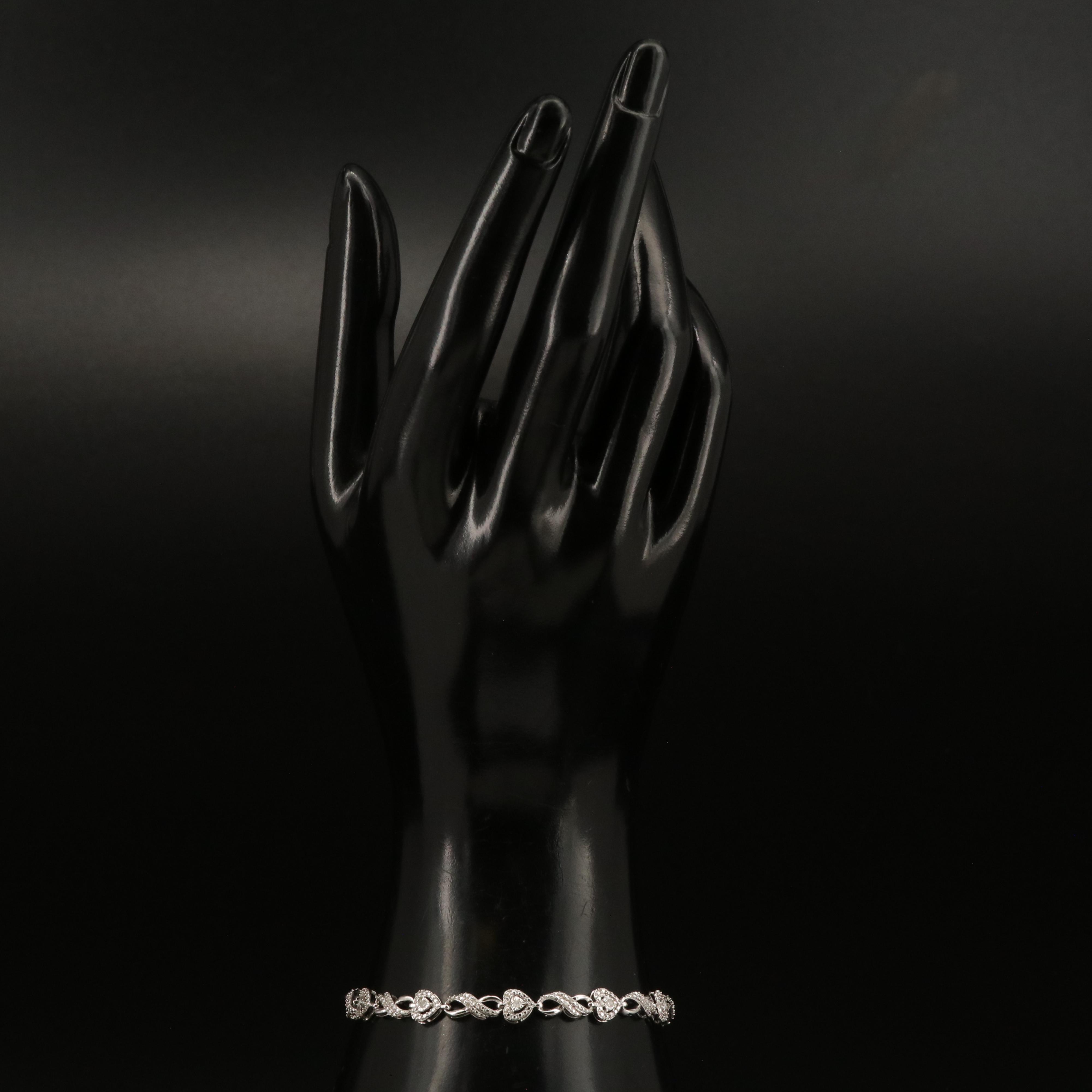 Sterling Diamond Heart and Infinity Bracelet