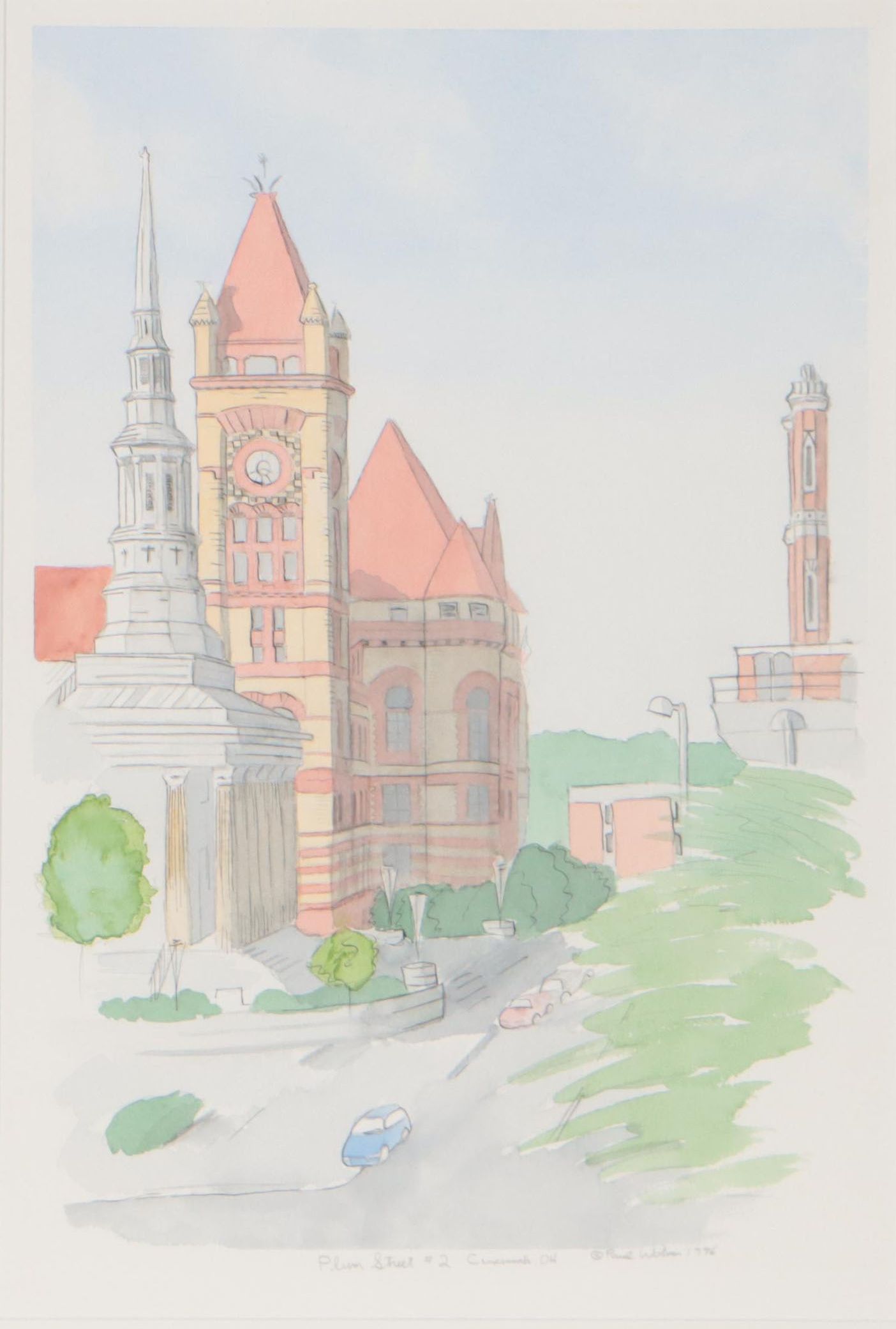 Paul Wolven Ink and Watercolor Painting "Plum Street #2," 1996