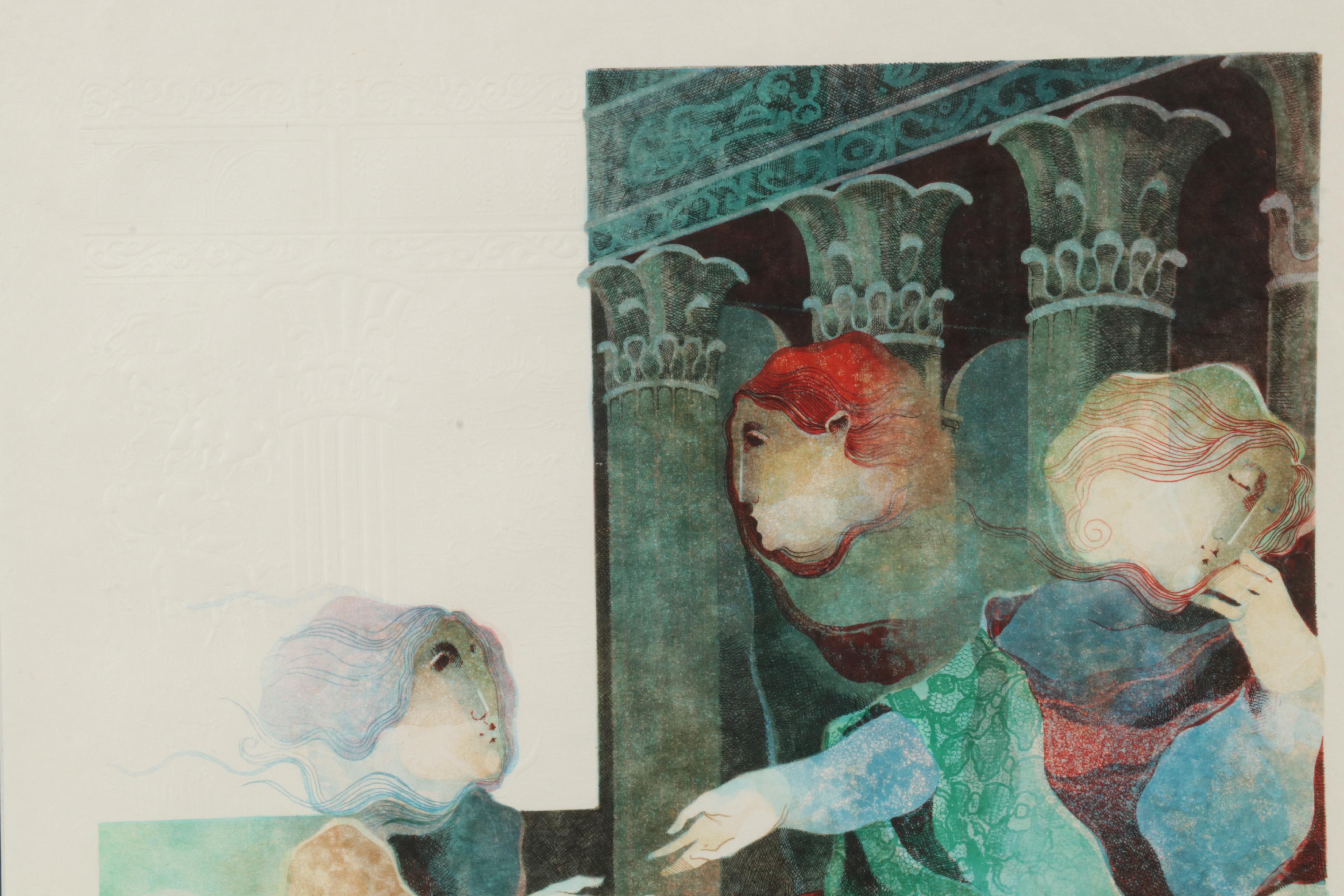 Àlvar Suñol Embossed Color Lithograph "Joseph Interprets Pharaoh's Dream," 1990