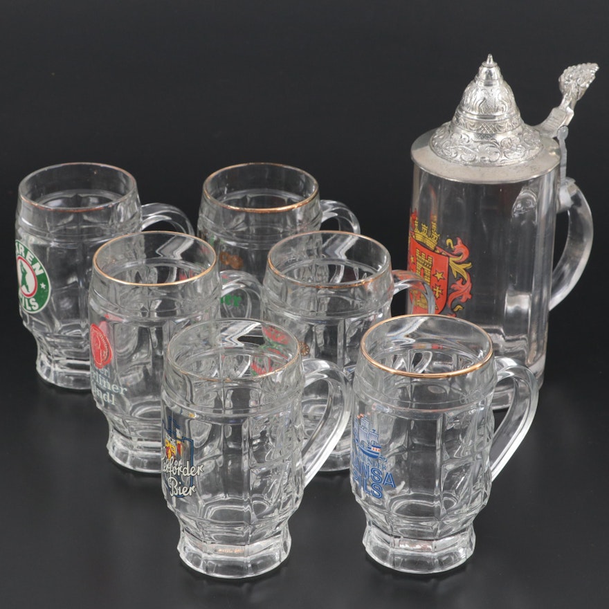 Dortmunder and Other German Beer Pilsner Glasses with Bitburg Stein