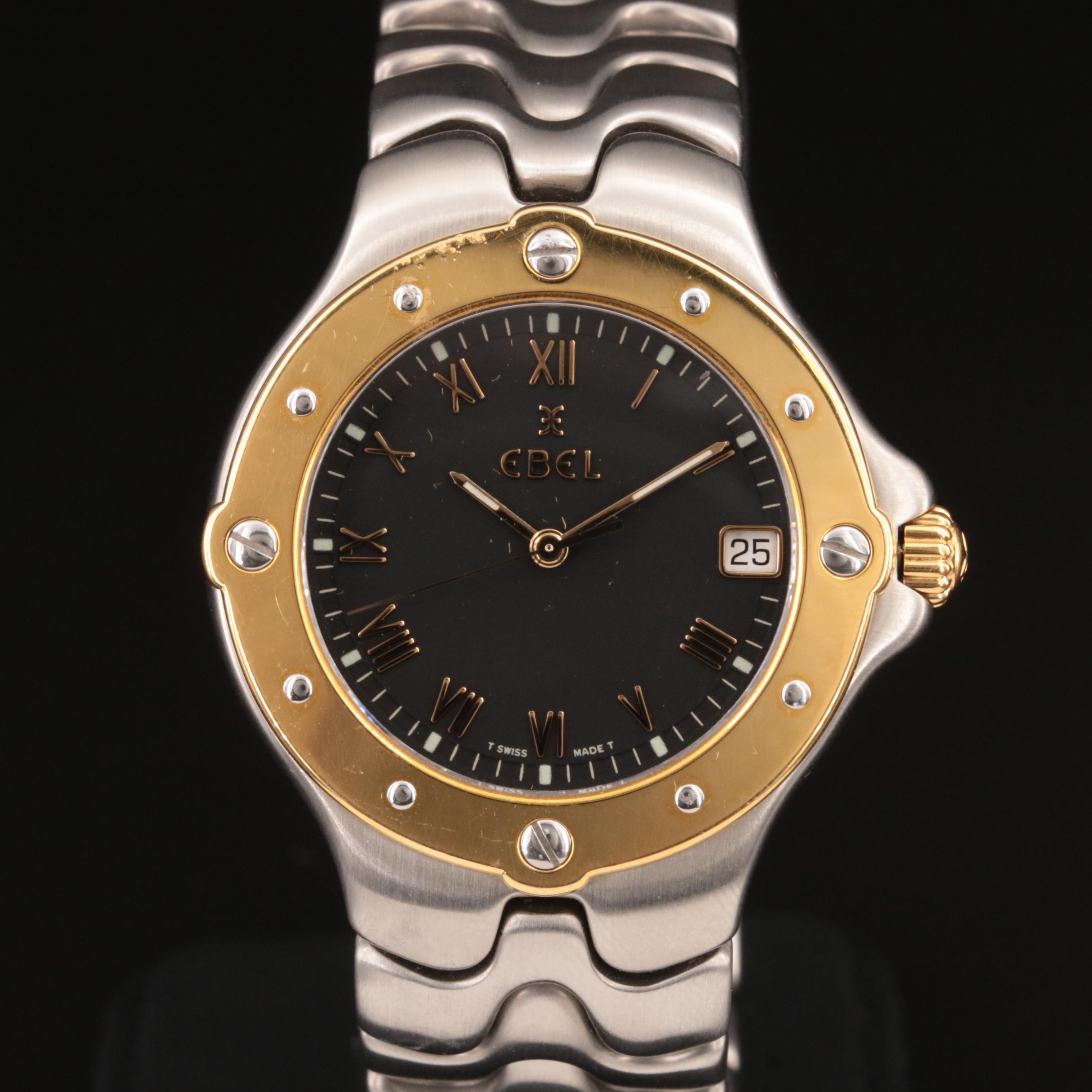 18K and Stainless Steel Ebel Sport Wave Watch