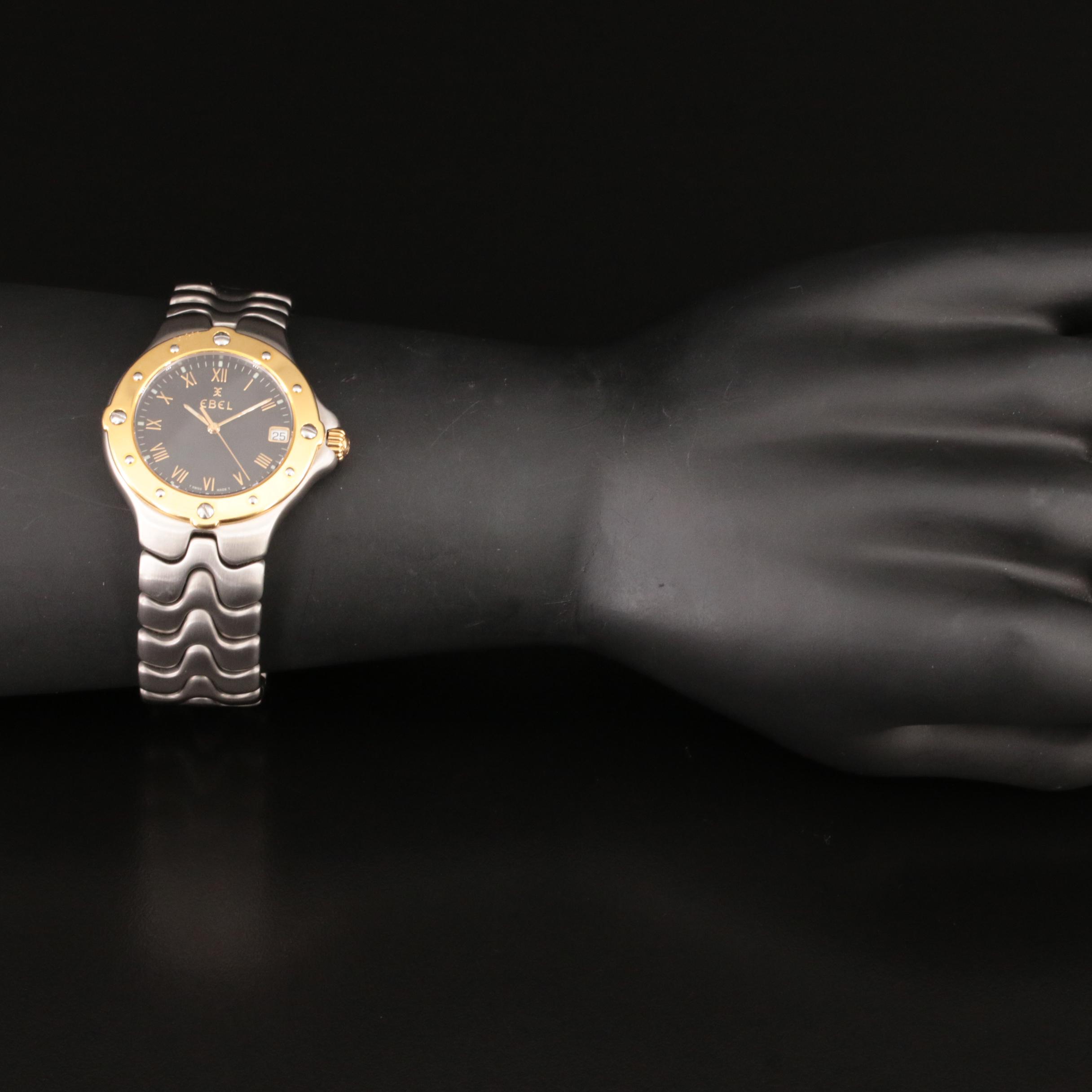 18K and Stainless Steel Ebel Sport Wave Watch