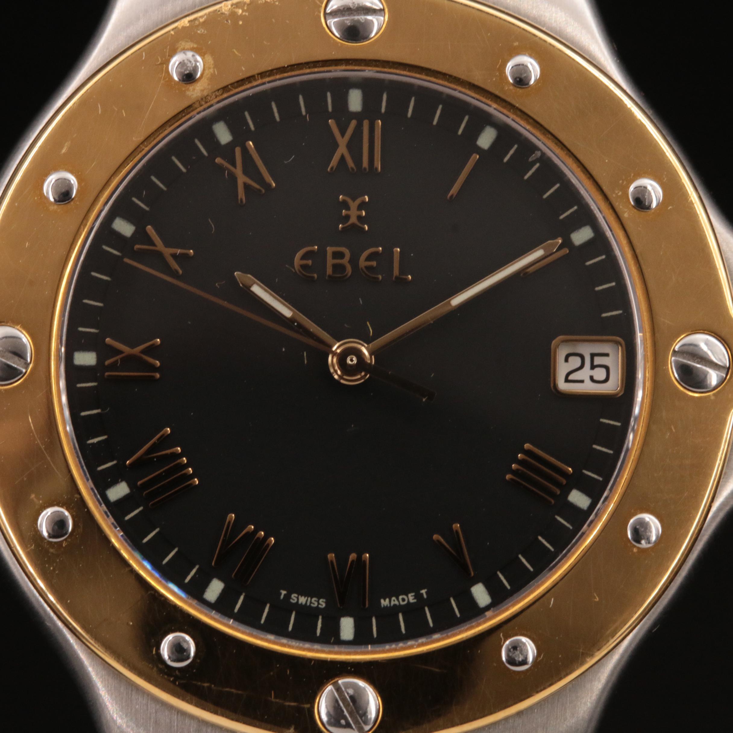 18K and Stainless Steel Ebel Sport Wave Watch