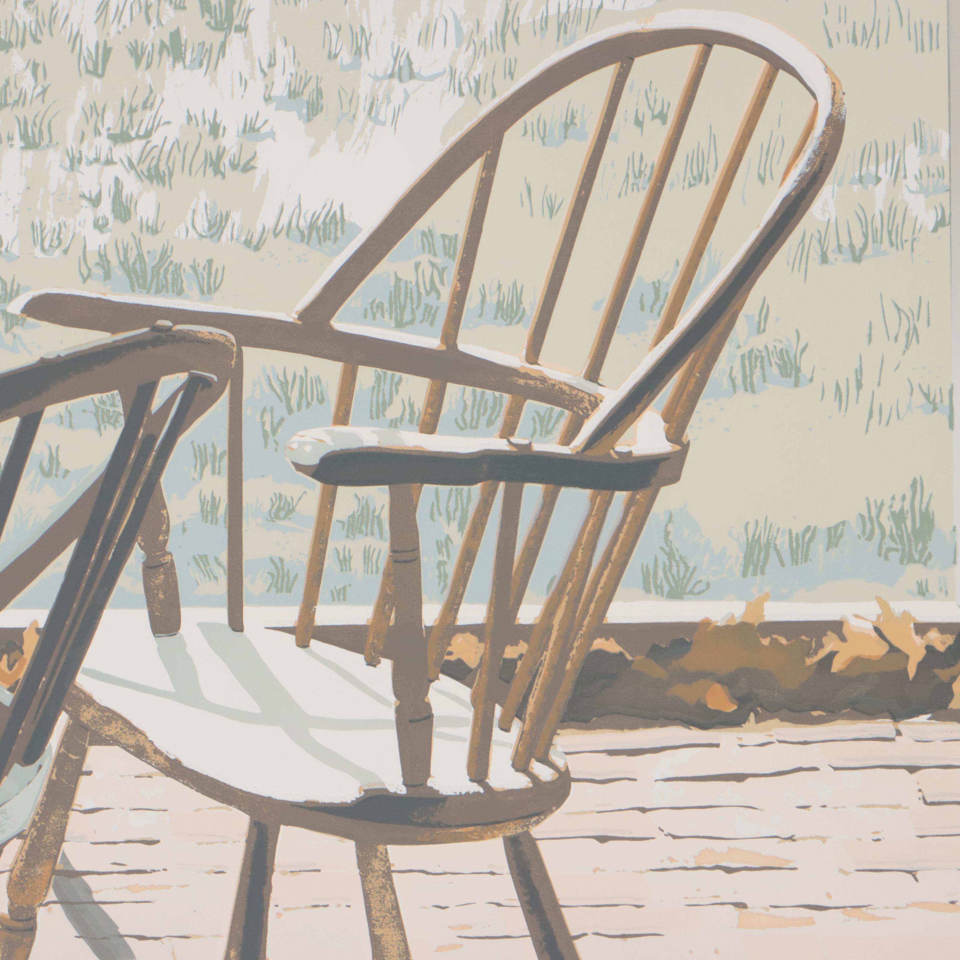 Javier Lange Serigraph of Chairs "Double Windsor"
