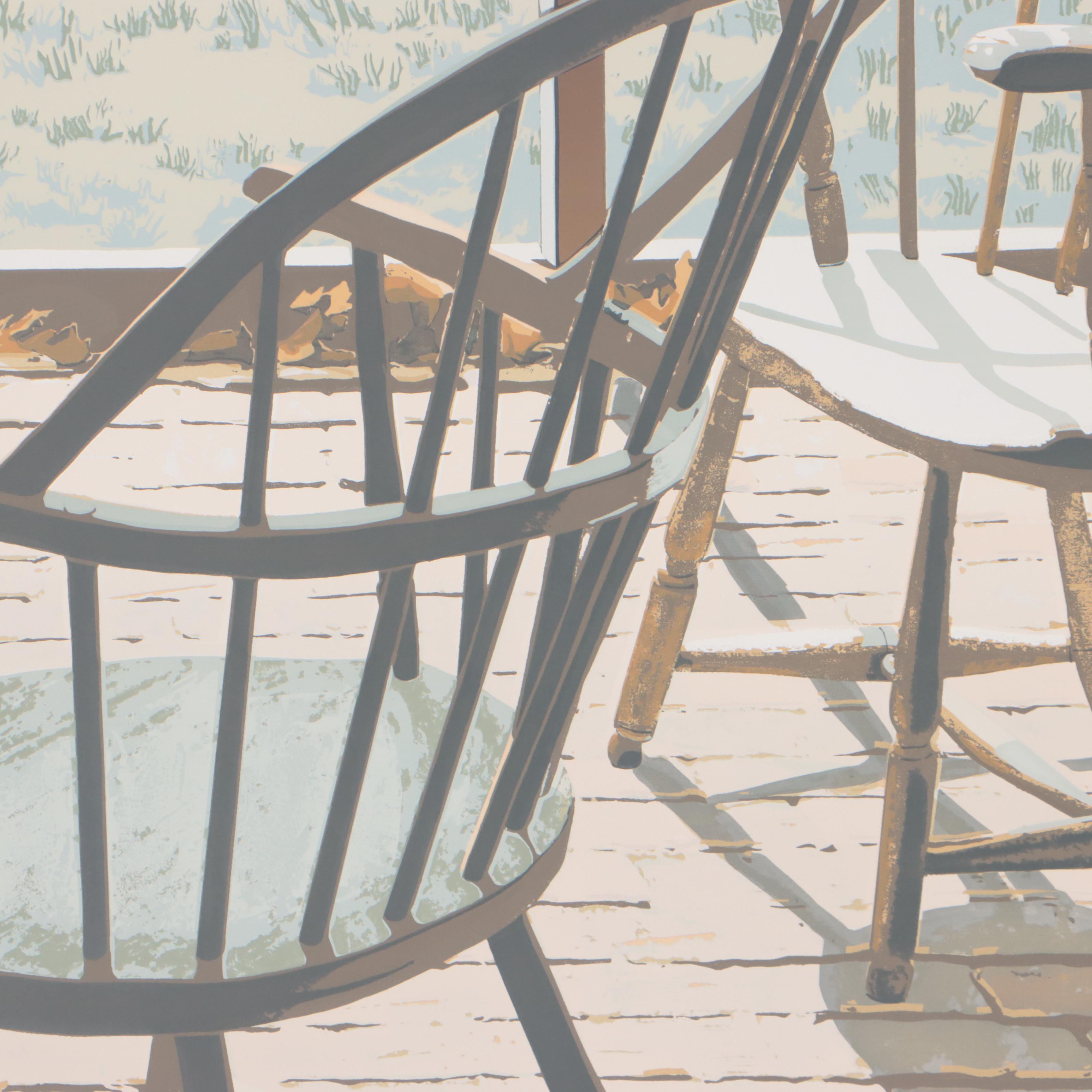 Javier Lange Serigraph of Chairs "Double Windsor"