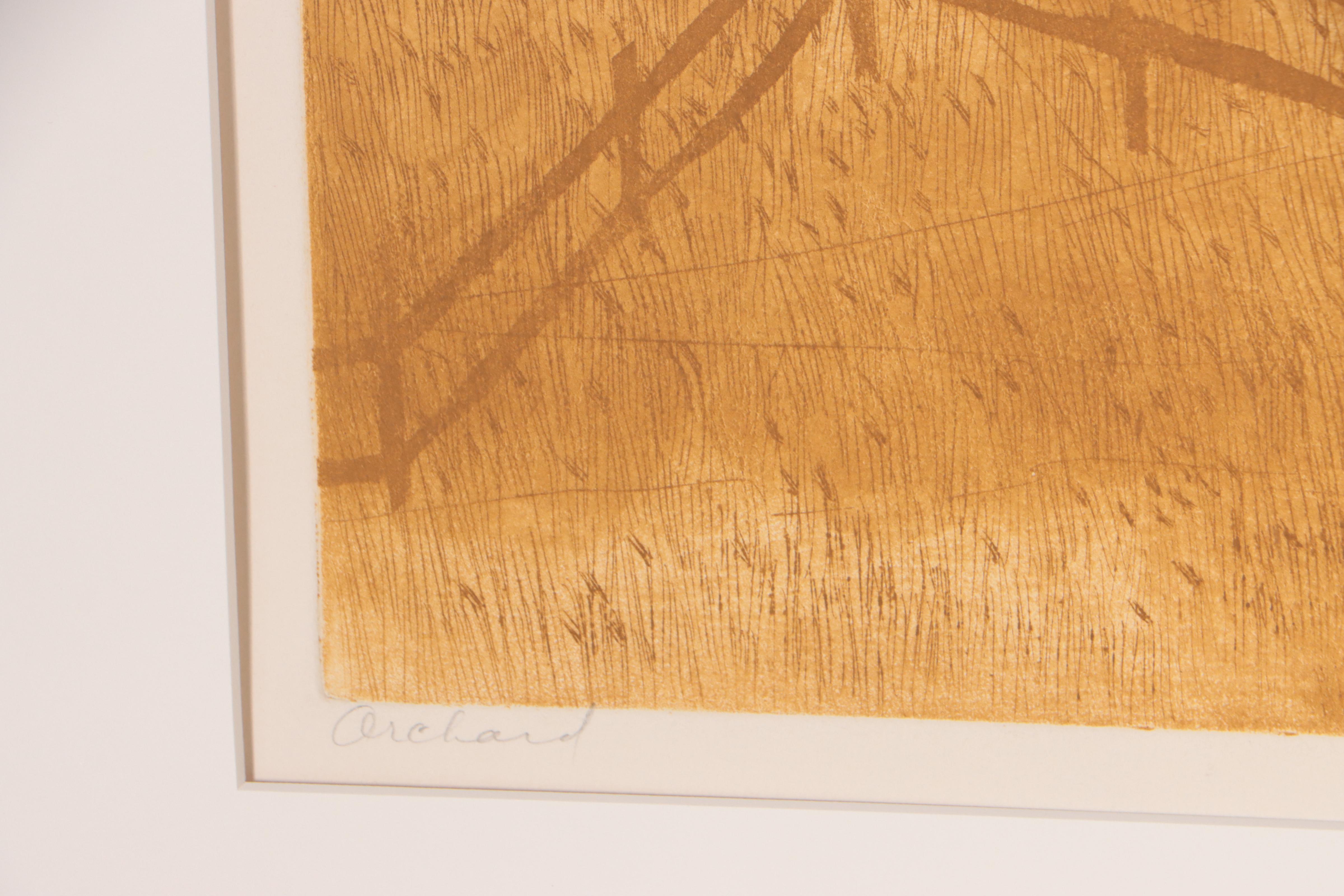 Russa Graeme Landscape Etching With Aquatint "Orchard," Late 20th Century