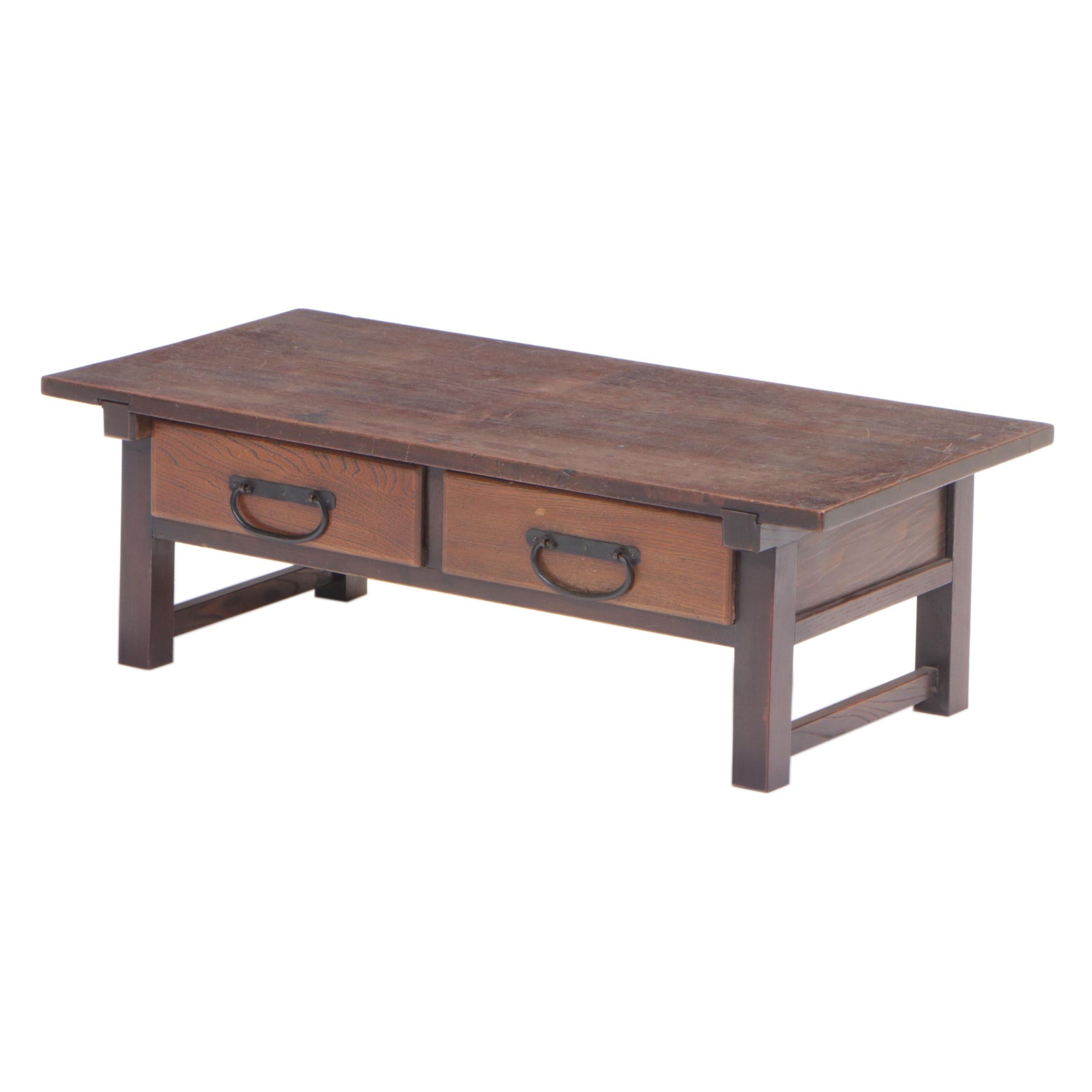 Korean Wooden Two Drawer Scholars Desk, Mid-20th Century