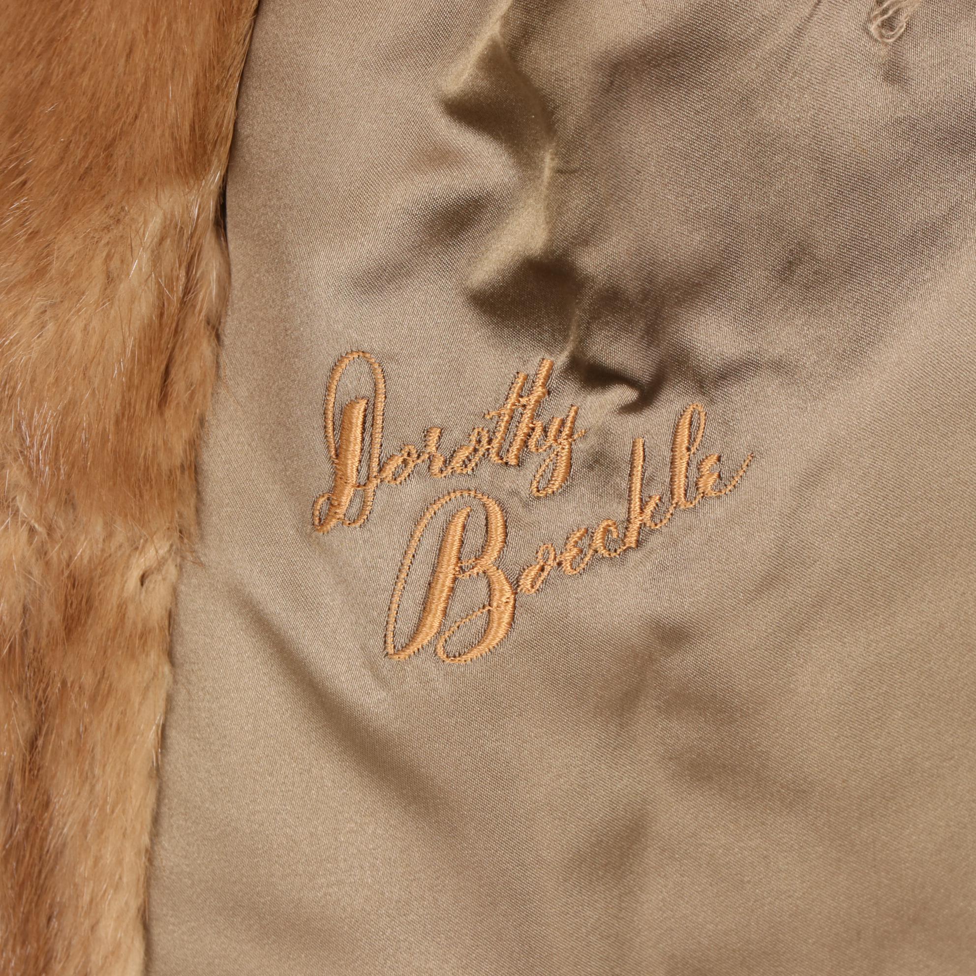Light Brown Pastel Mink Fur Coat with Shawl Collar