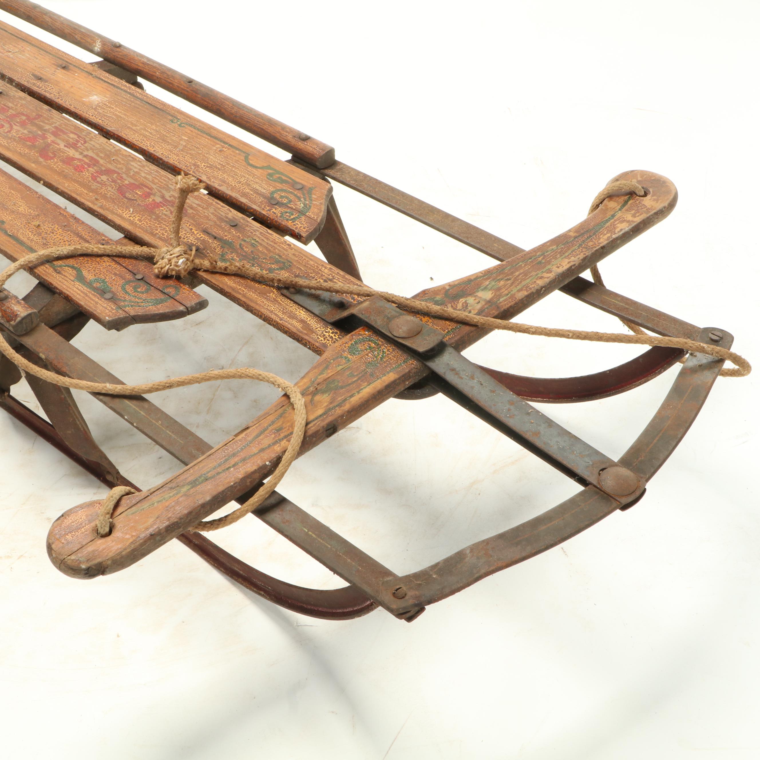 Fleetwing Racer 210 Wooden Snow Sled, Early 20th Century