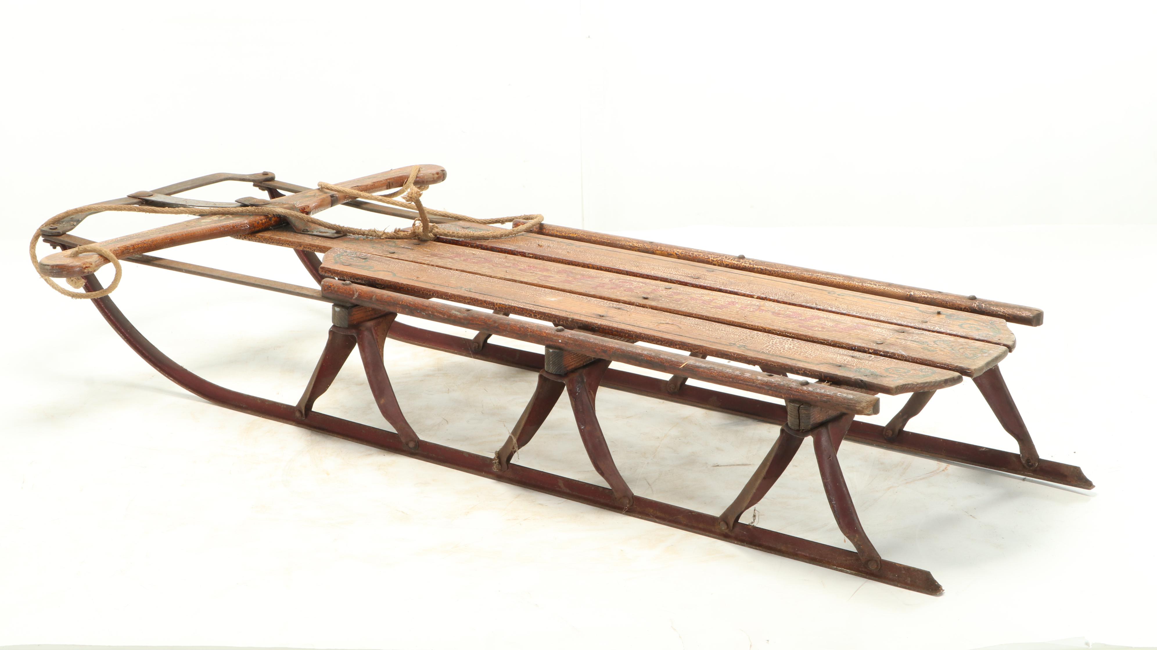 Fleetwing Racer 210 Wooden Snow Sled, Early 20th Century