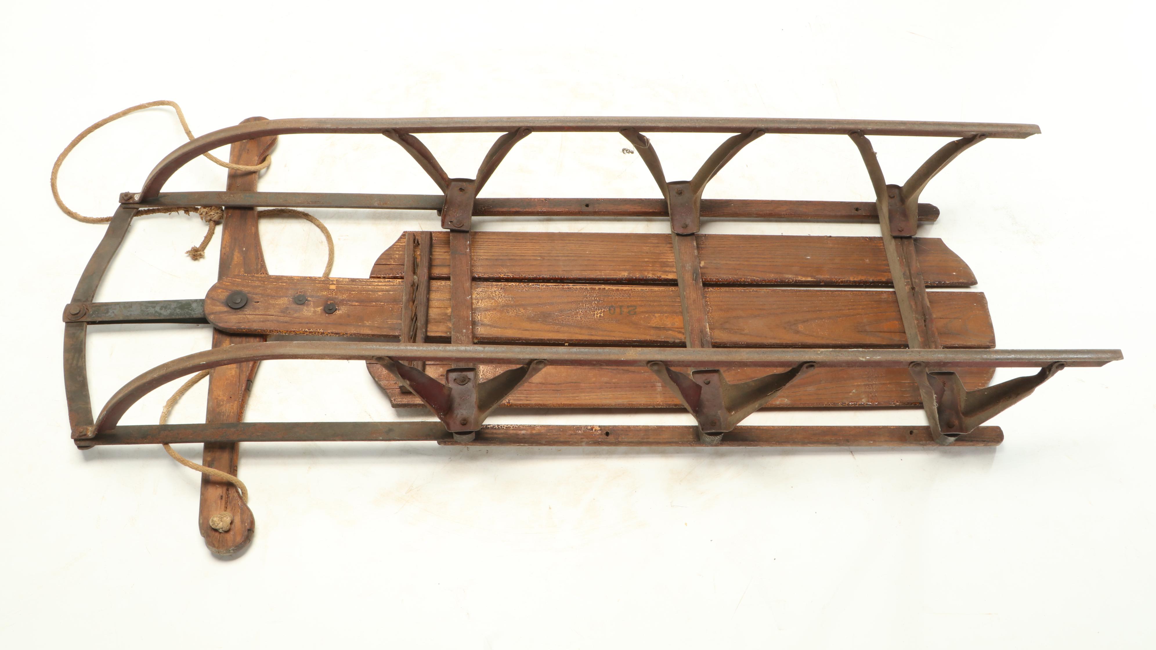 Fleetwing Racer 210 Wooden Snow Sled, Early 20th Century